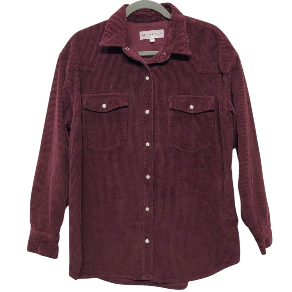 Jacket Shirt By Aritzia In Maroon, Size:L