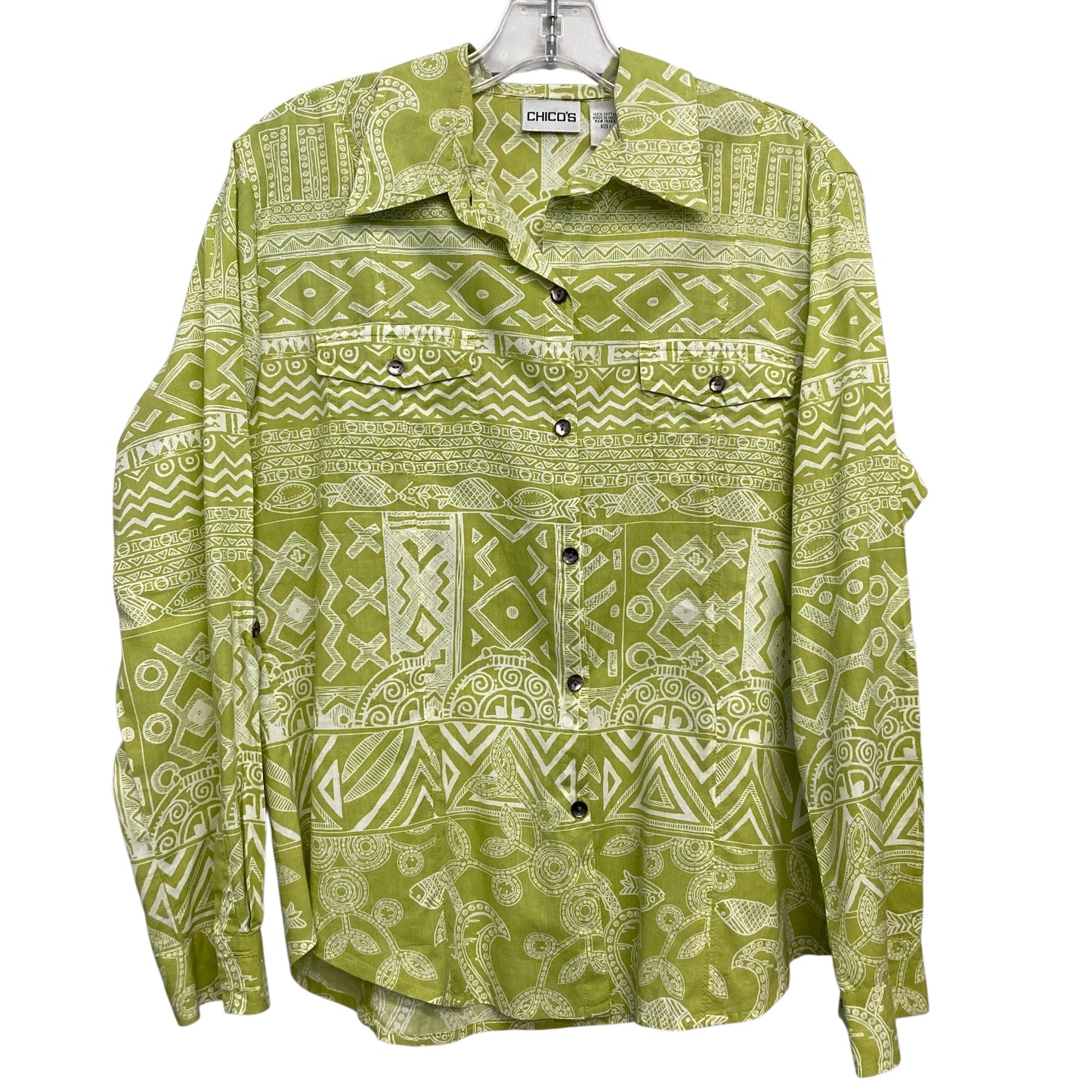 Top Ls By Chicos In Green & White, Size:M