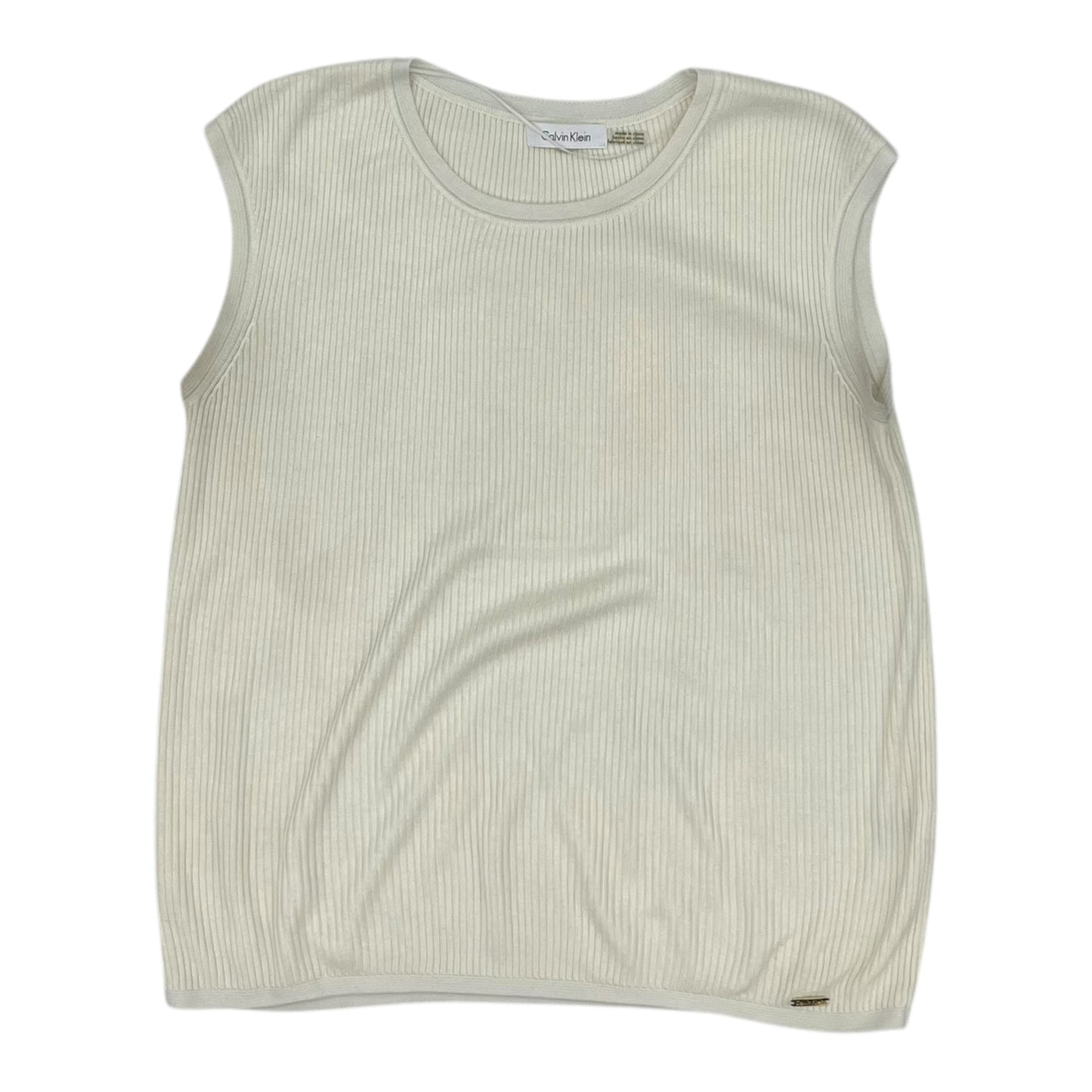 Vest Sweater By Calvin Klein In Cream, Size:M