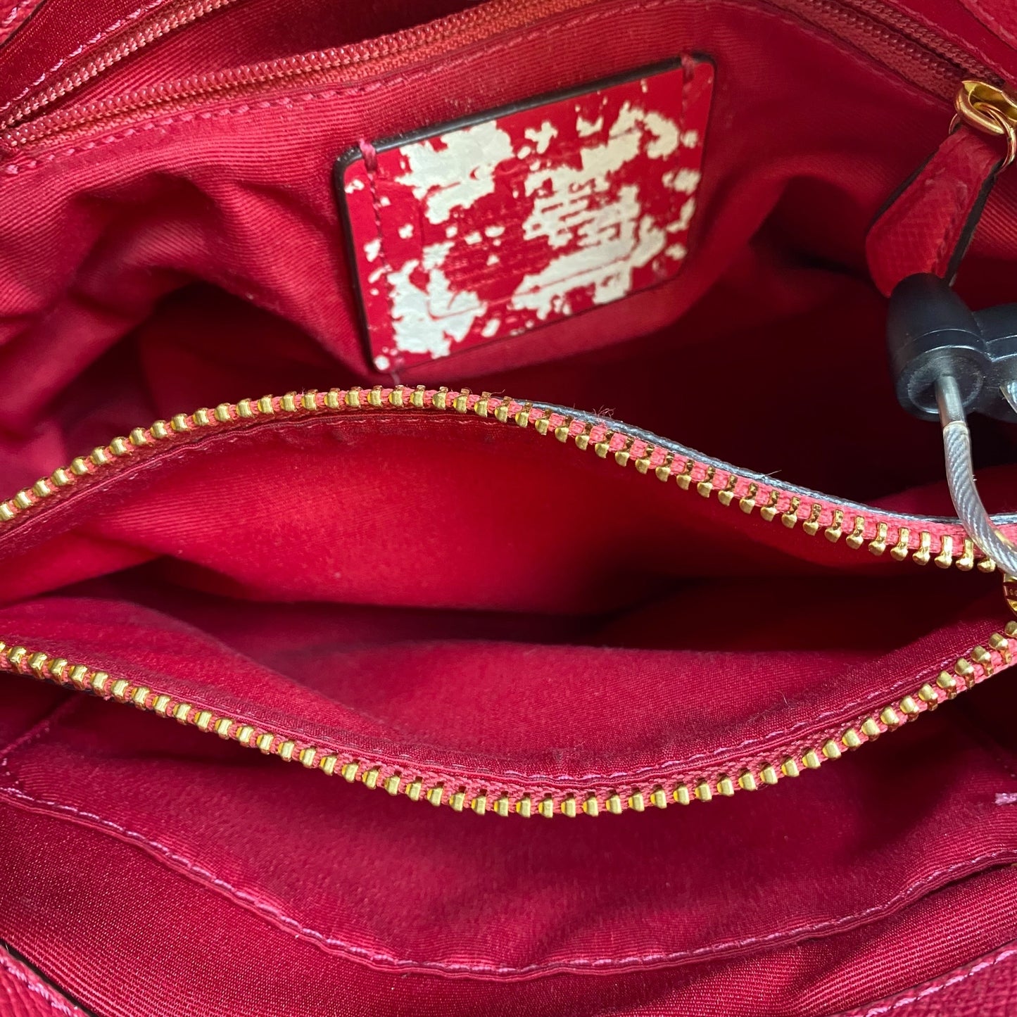 Handbag Designer By Coach In Red, Size:Small