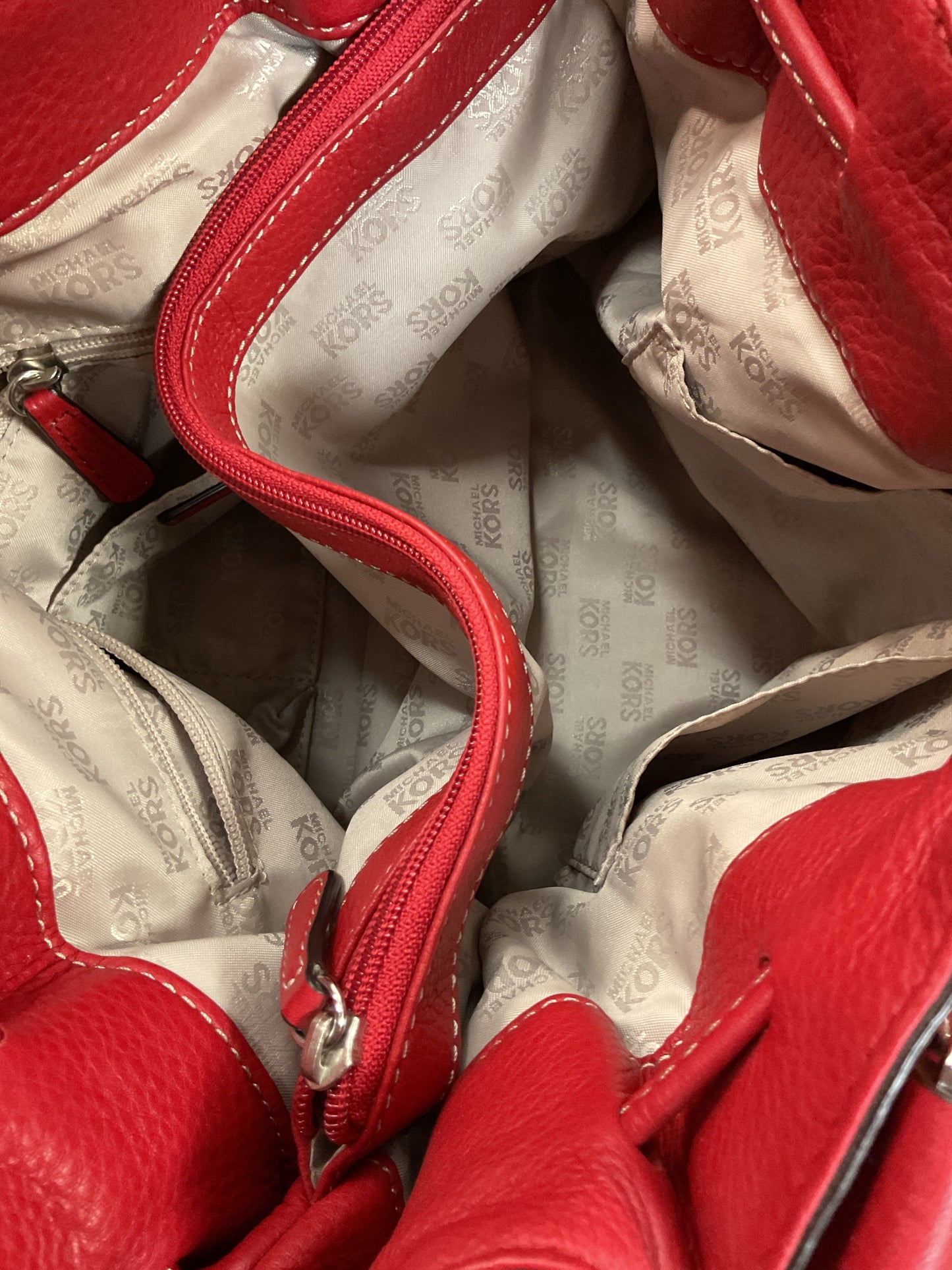 Handbag Designer By Michael Kors In Red, Size:Medium