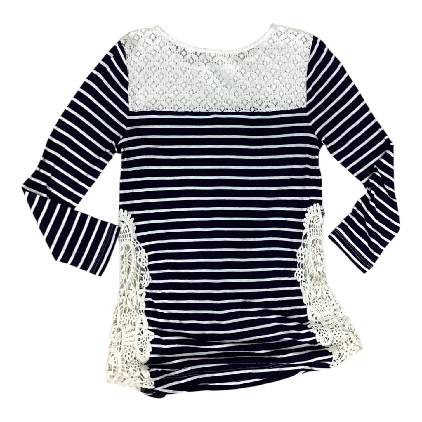 Top 3/4 Sleeve By Charming Charlie In Blue & Cream, Size:S