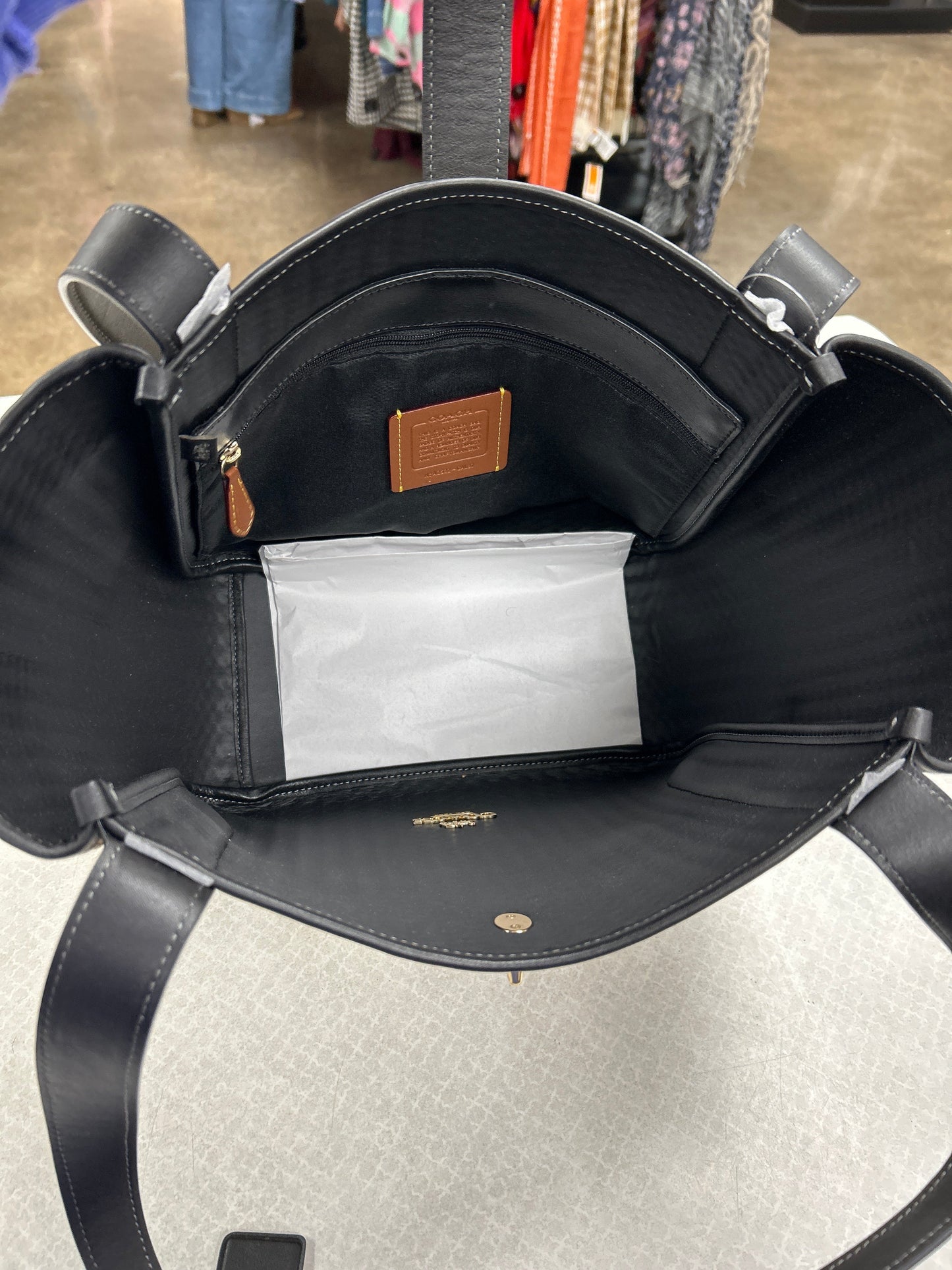 Handbag Designer By Coach In Black & Tan, Size:Medium