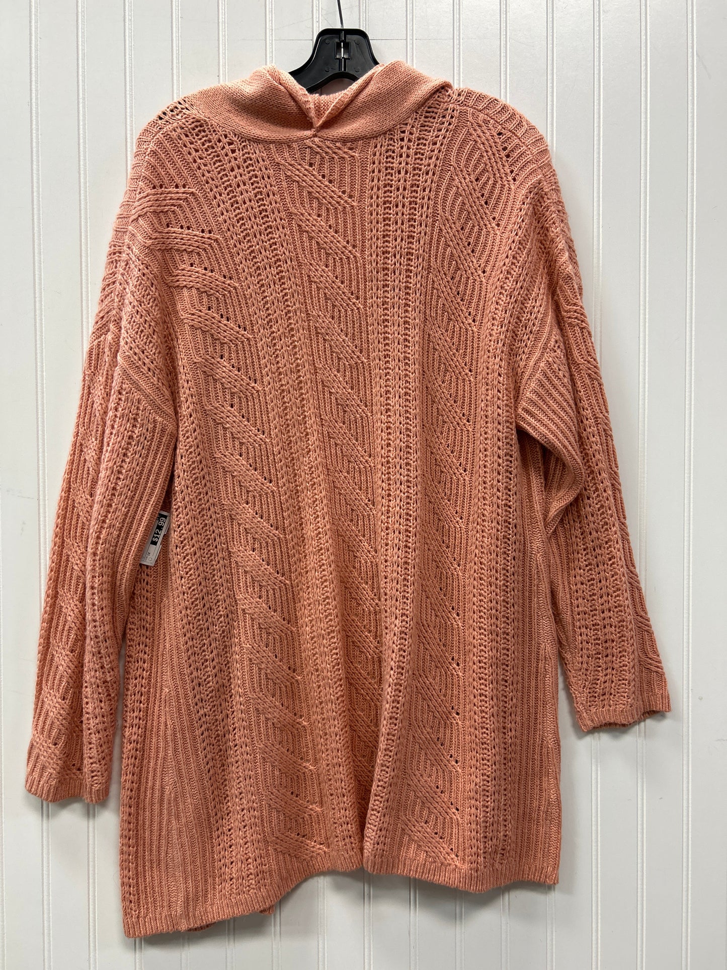 Sweater Cardigan By Cj Banks In Peach, Size:1X
