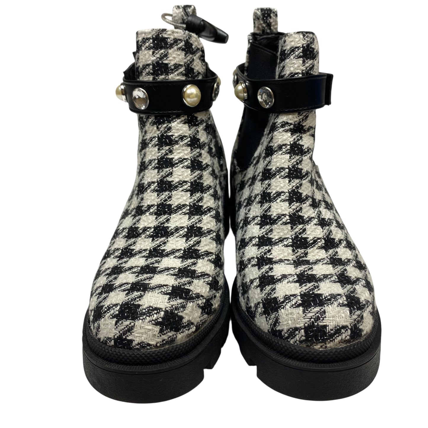 Boots Ankle Heels By Sugar In Black & White, Size:7