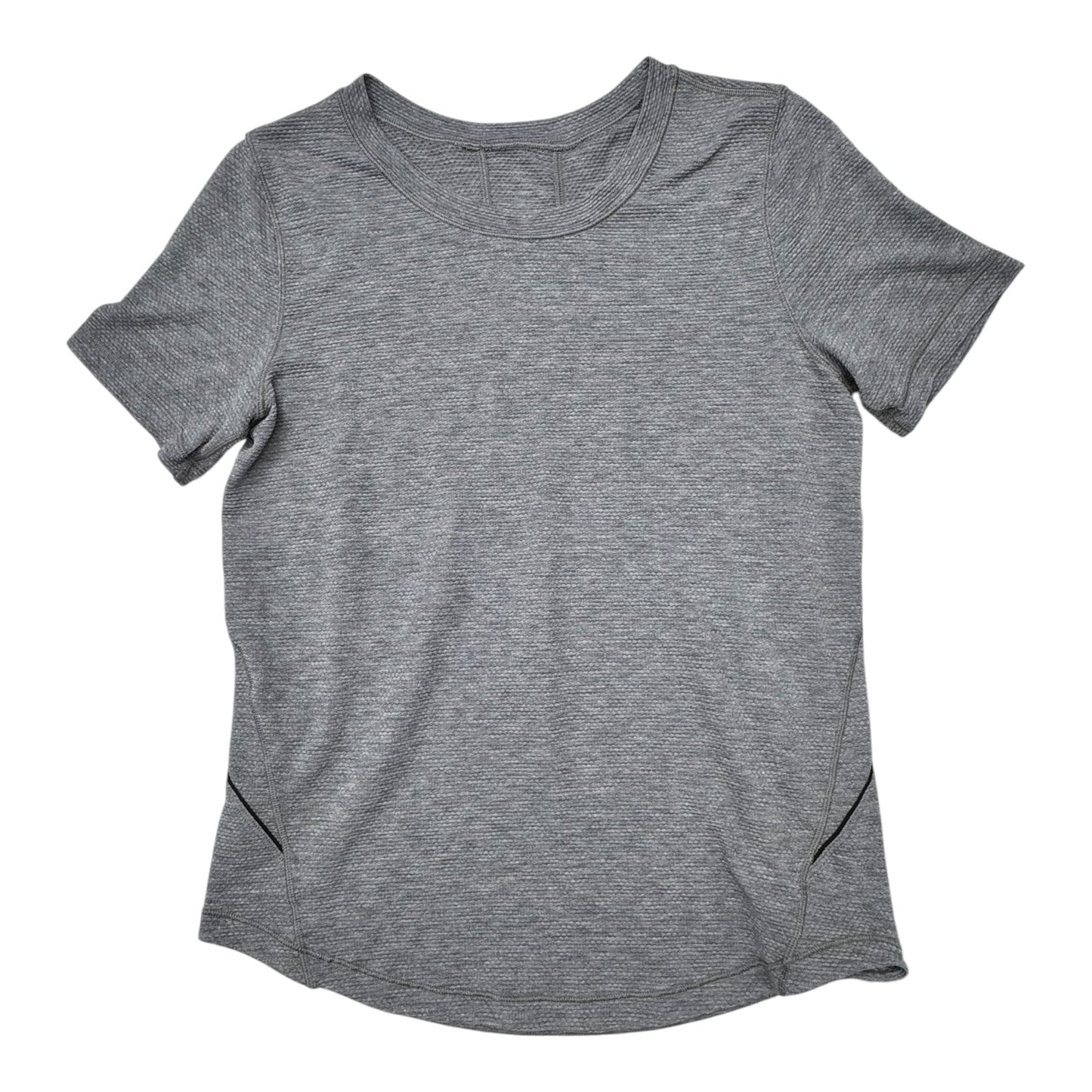 Athletic Top Ss Designer By Lululemon In Grey, Size:4