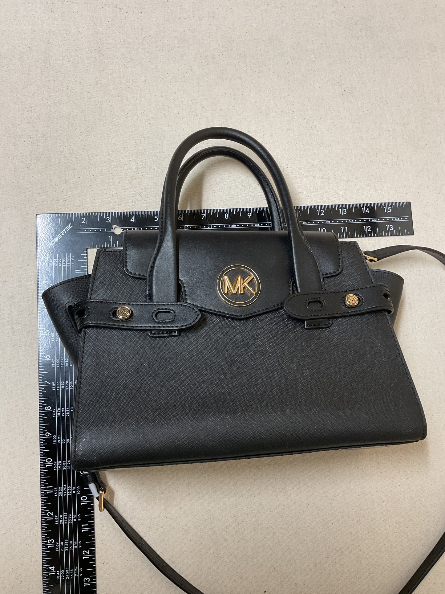 Handbag By Michael By Michael Kors In Black & Gold, Size:Medium