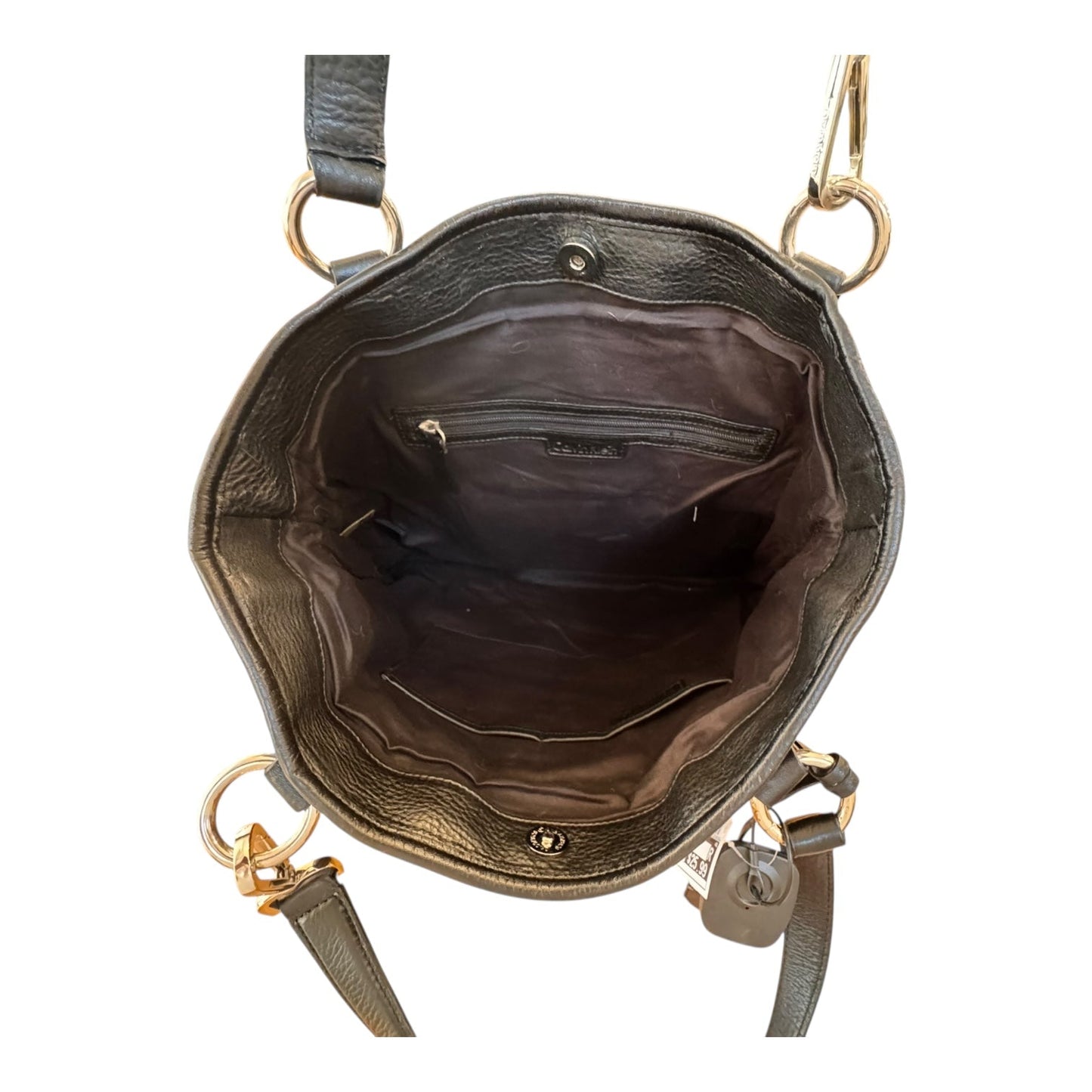 Handbag Leather By Calvin Klein In Black, Size:Large