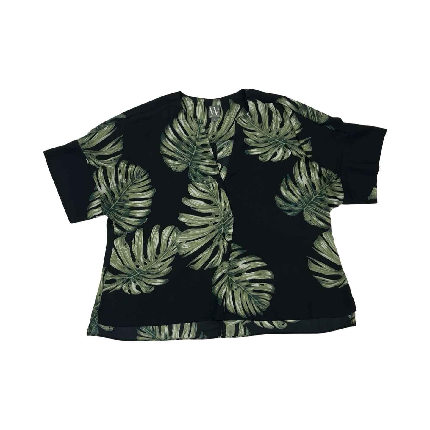 Blouse Ss By Worthington In Black & Green, Size:L