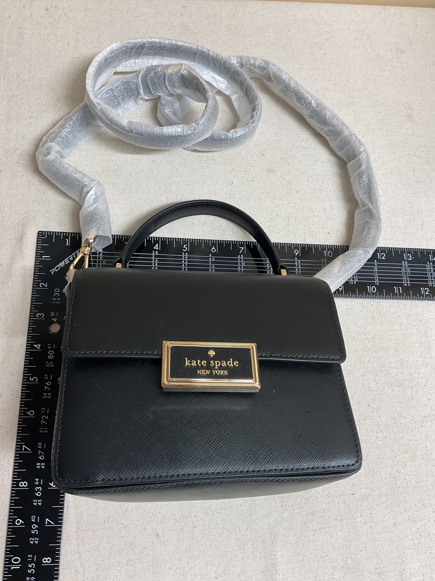 Handbag Designer By Kate Spade In Black & Gold, Size:Small