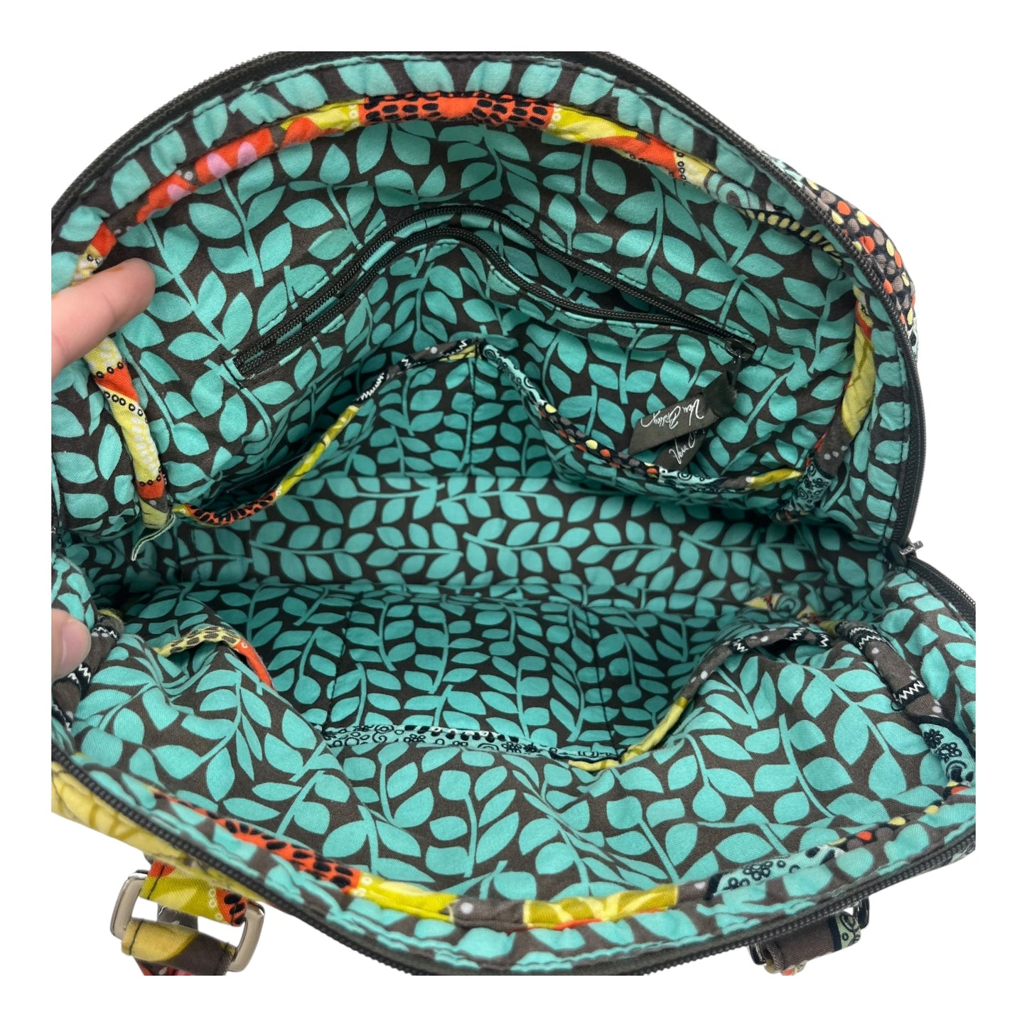 Handbag By Vera Bradley In Brown & Yellow, Size:Medium