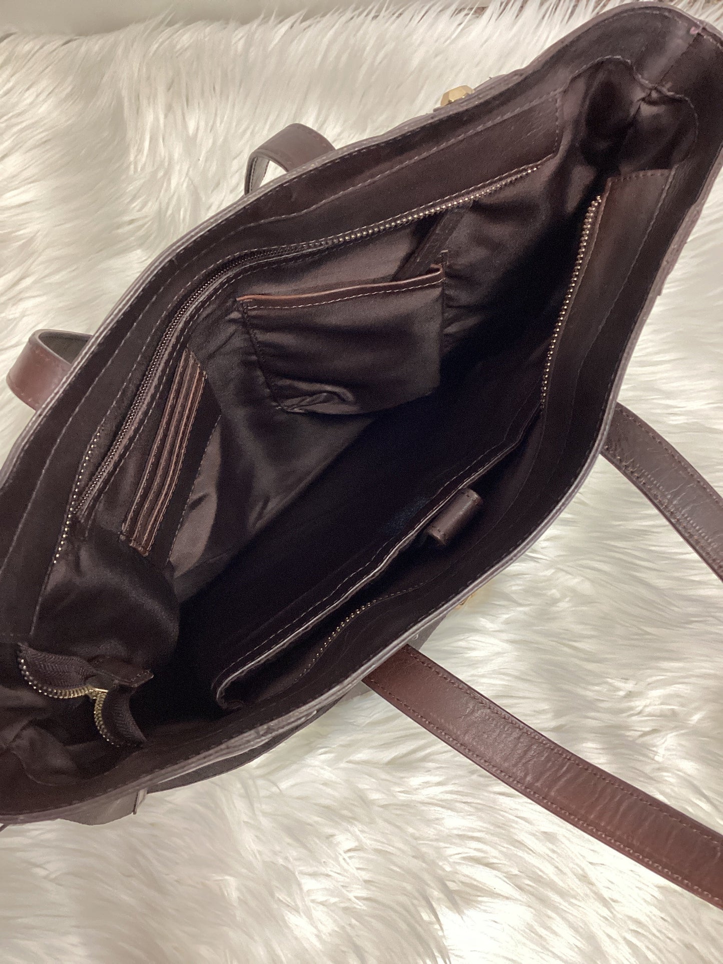 Handbag Leather By Laundry In Brown, Size:Medium