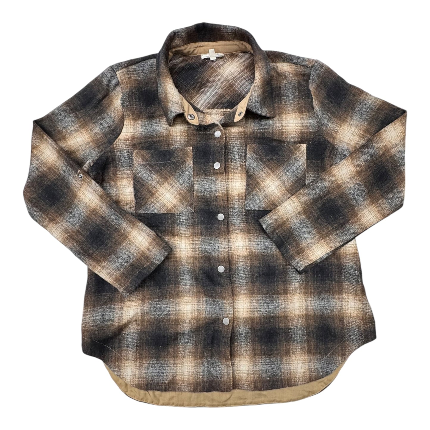 Jacket Shirt By Mystree In Plaid Pattern, Size:L