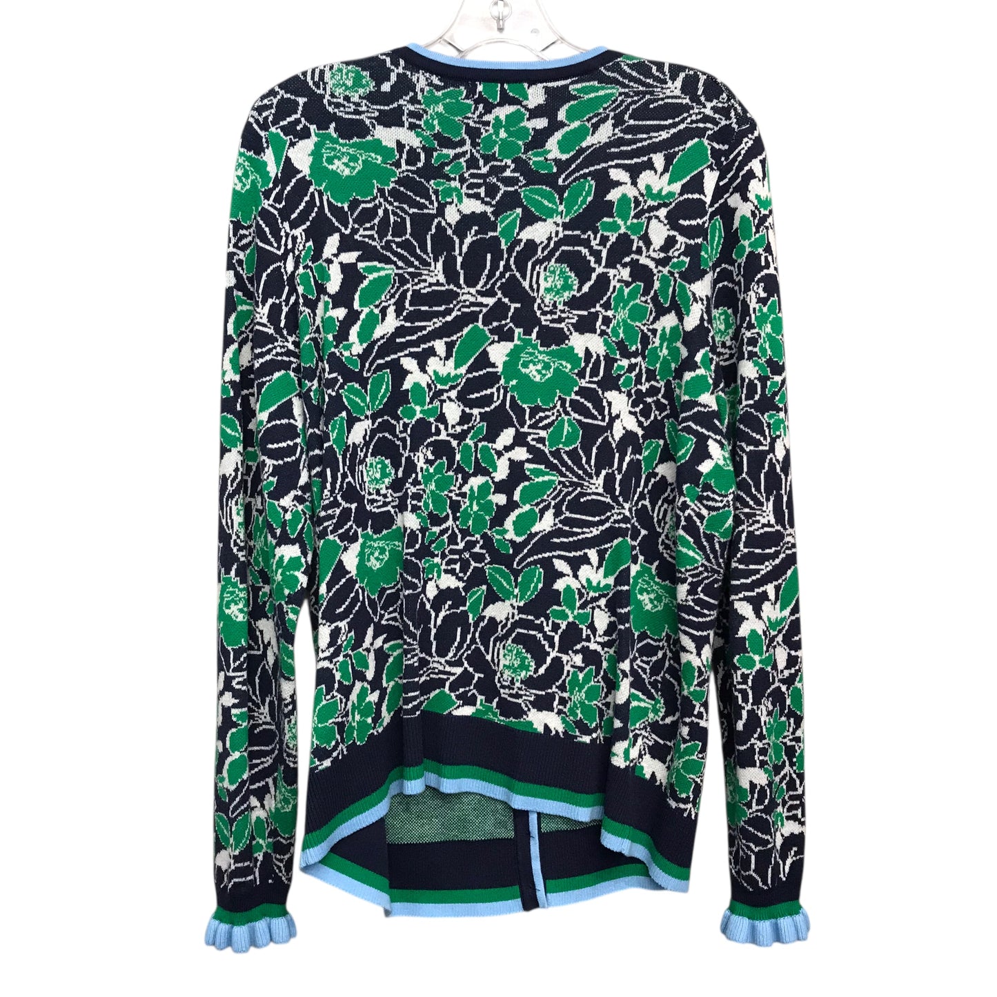 Sweater Cardigan By Charter Club In Blue & Green, Size:L