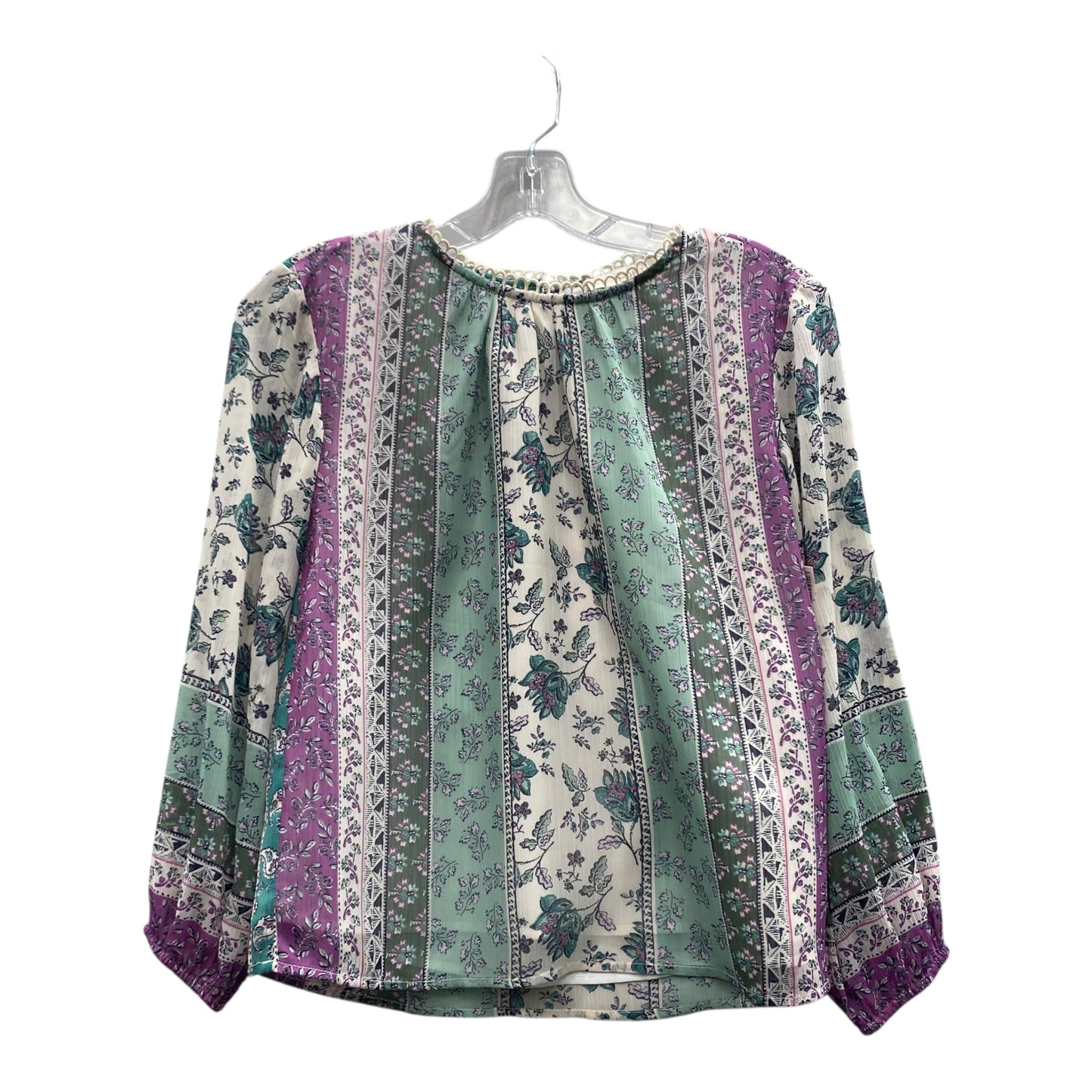 Top 3/4 Sleeve By Loft In Green & Purple, Size:Xxsp