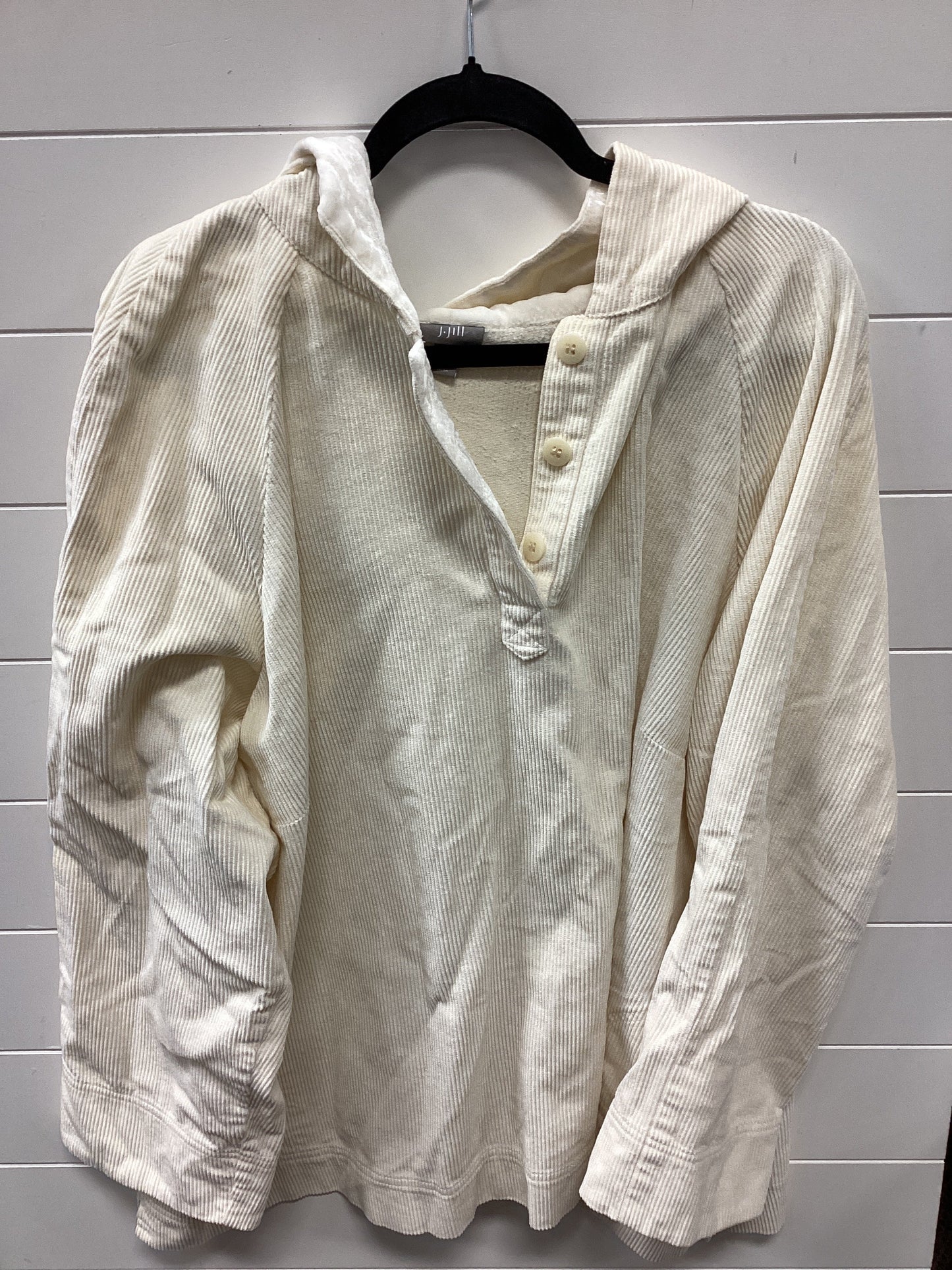 Jacket Shirt By J. Jill In Cream, Size:4X