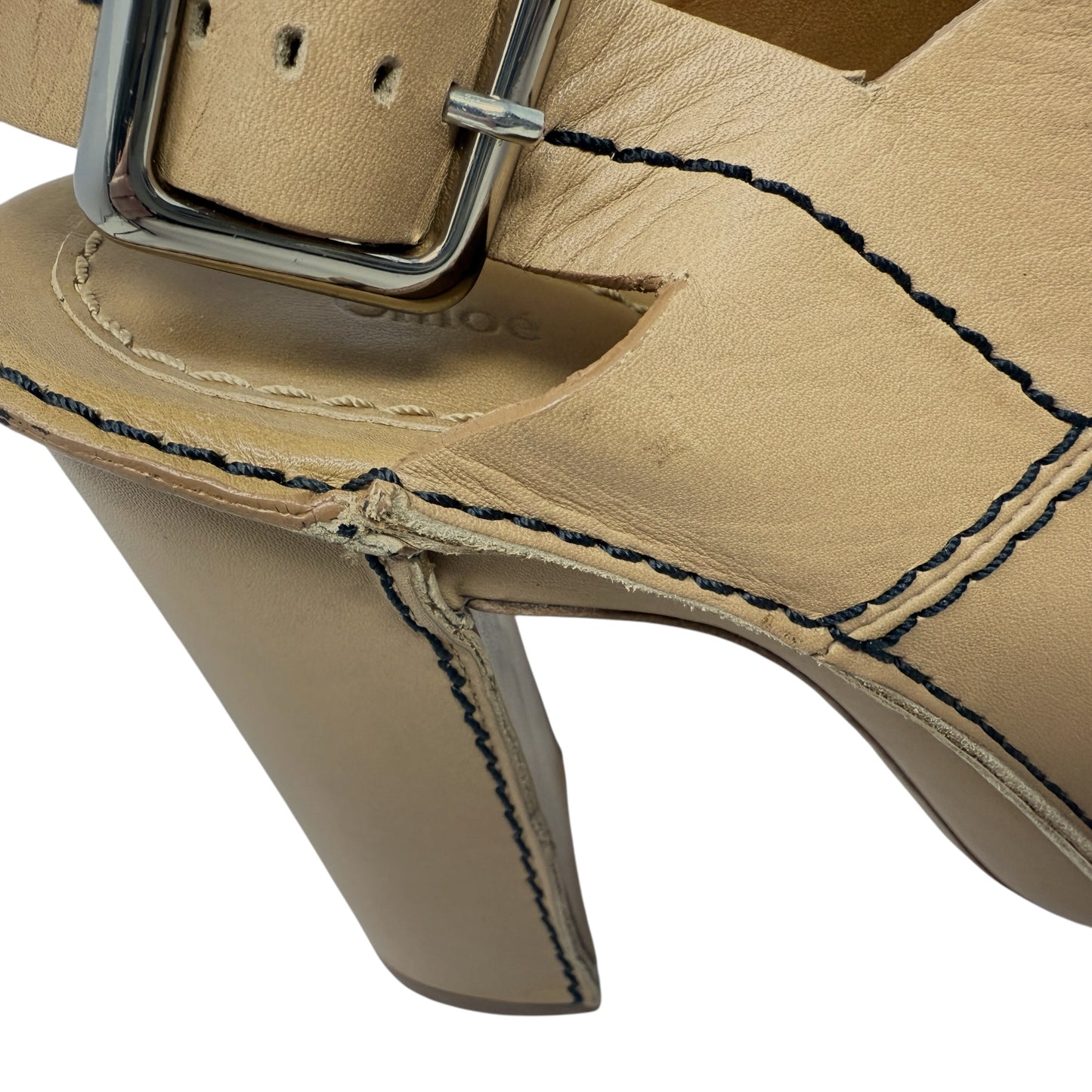 High Heel Slingback Mules Luxury Designer By Chloe In Tan, Size: 9