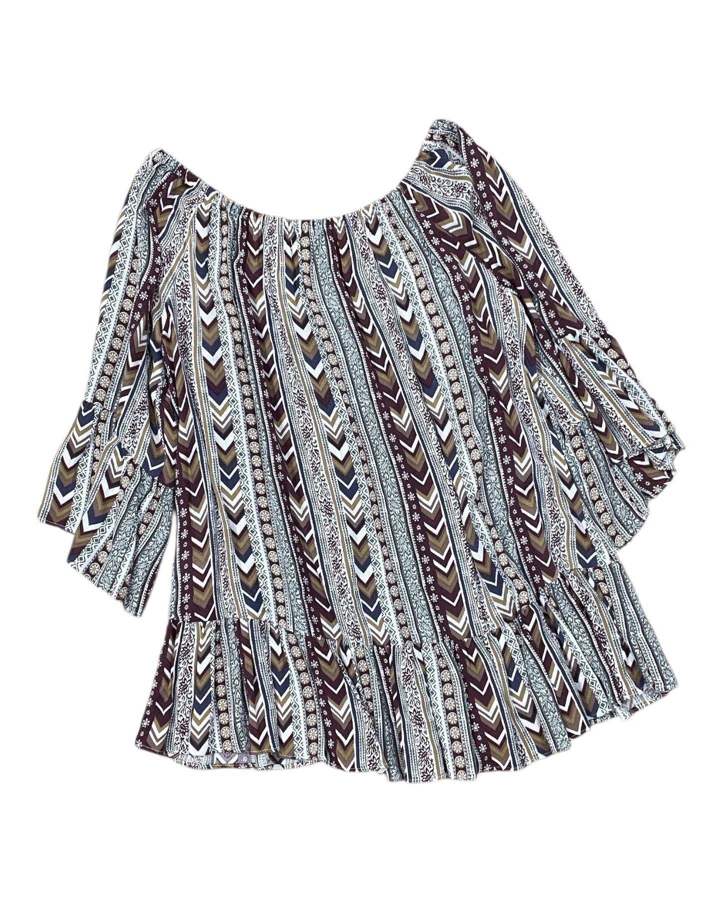 Top 3/4 Sleeve By Wishlist In Blue & White, Size:L