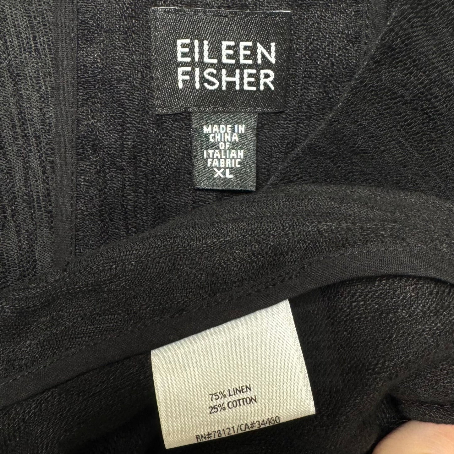 Linen Blend Cardigan By Eileen Fisher In Black, Size: Xl
