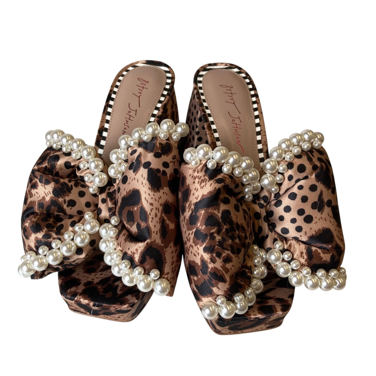 Shoes Heels Block By Betsey Johnson In Animal Print, Size:7.5