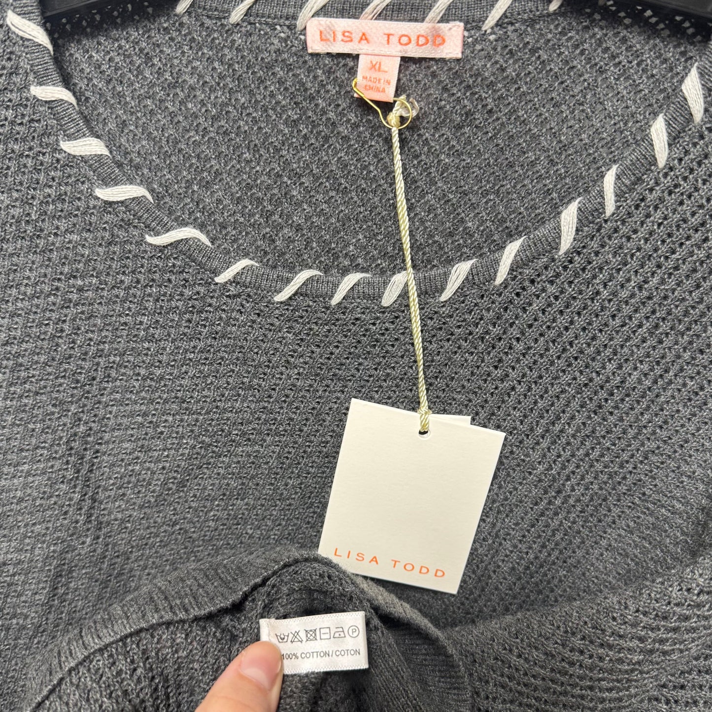 Knit Top Long Sleeve By Lisa Todd In Grey, Size: Xl