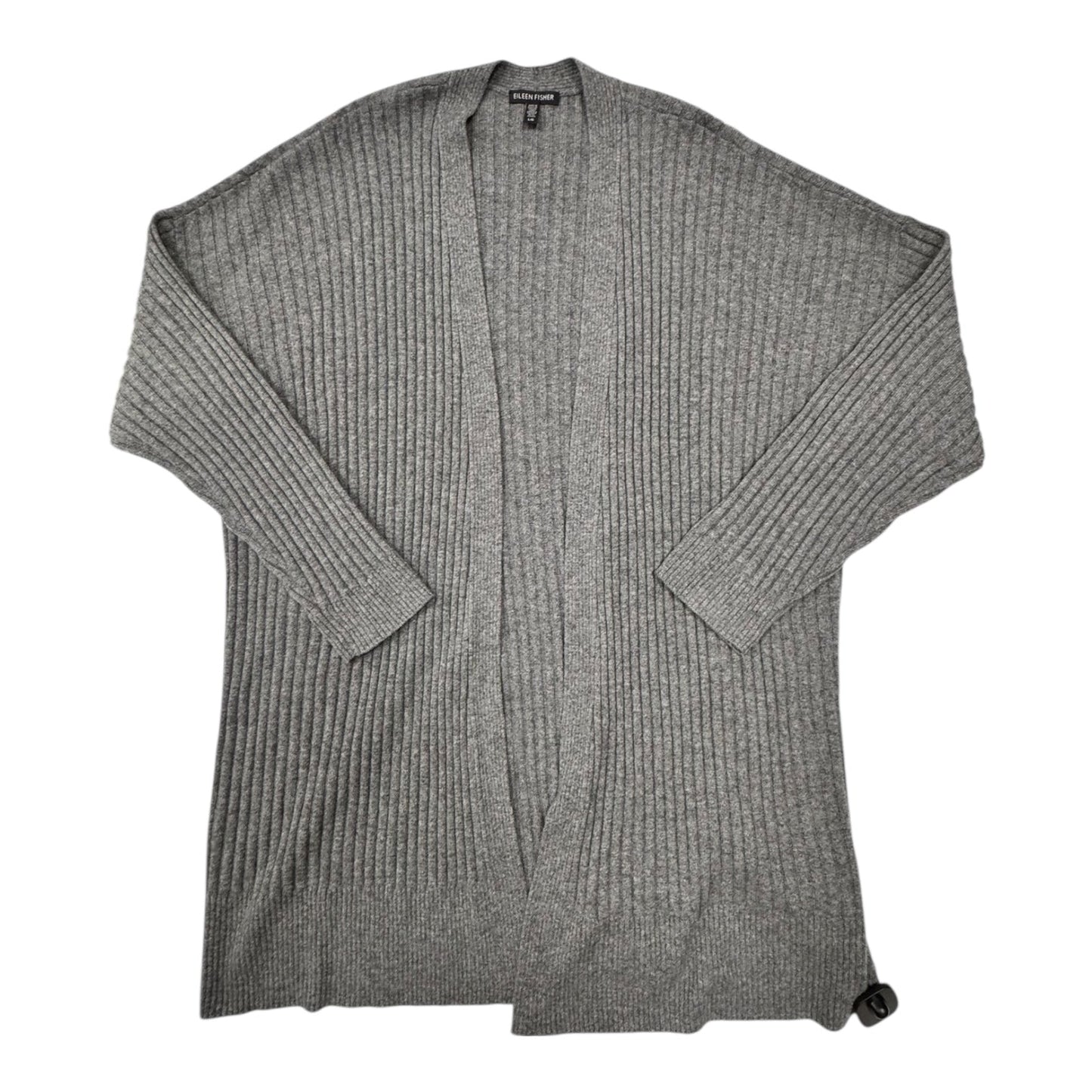 Sweater Cardigan Designer By Eileen Fisher In Grey, Size:L