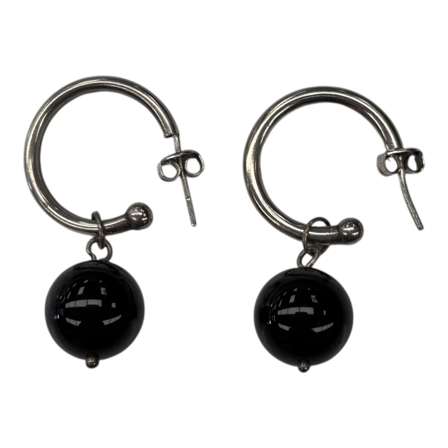 Earrings Hoop By Clothes Mentor In Black & Silver