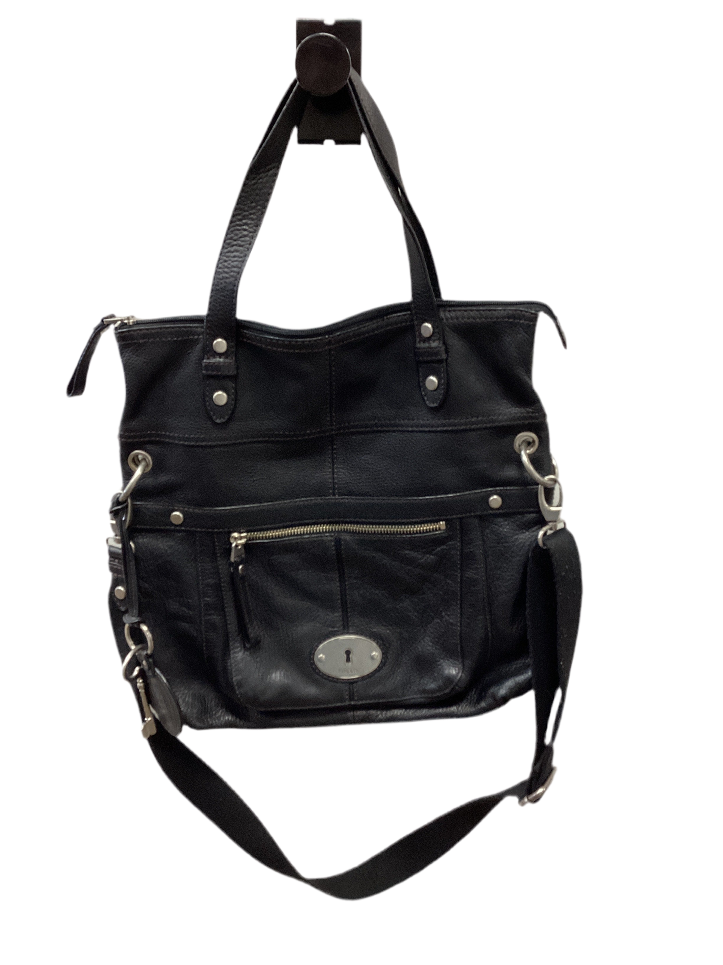 Handbag Leather By Fossil In Black, Size:Large