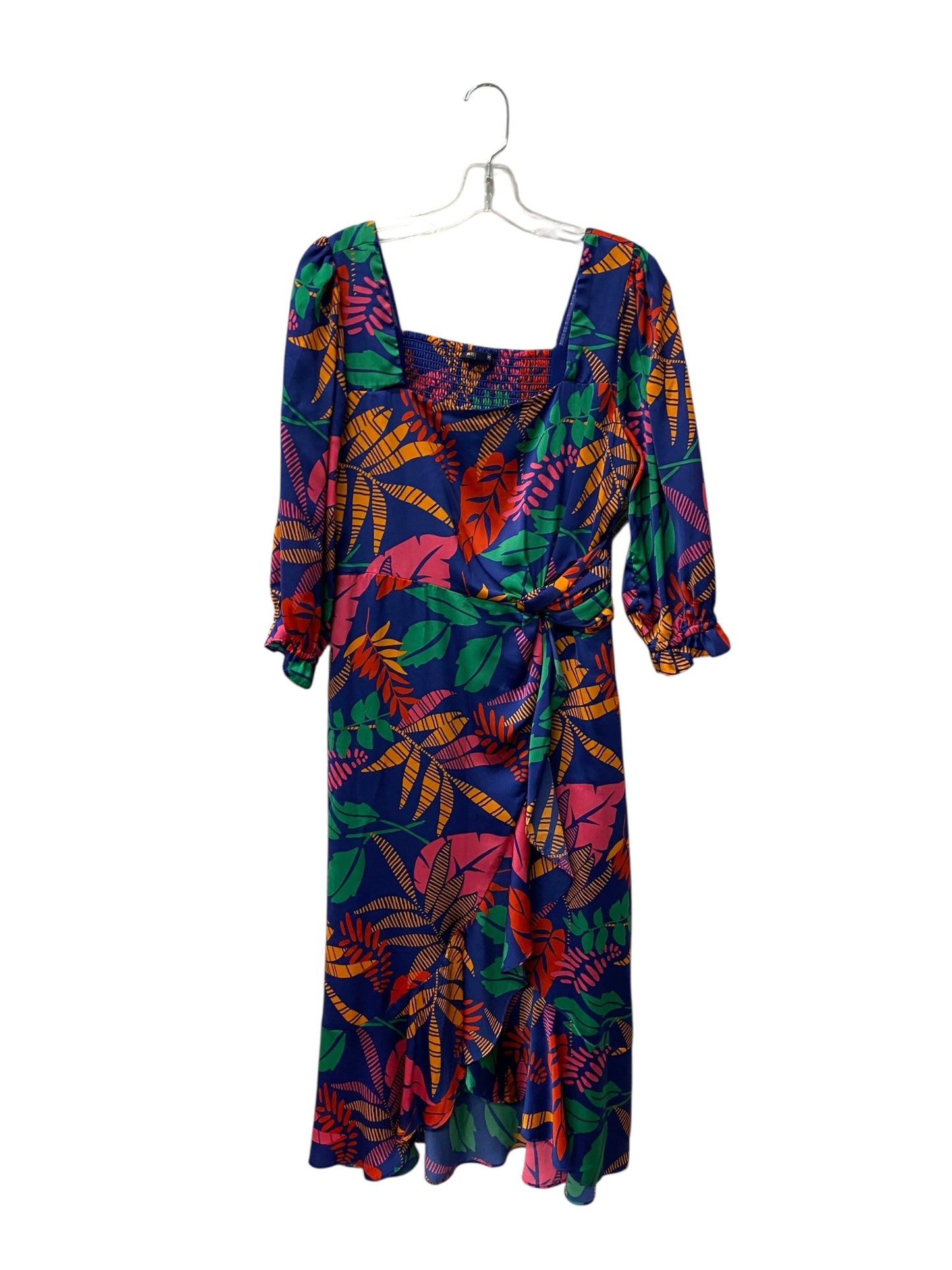 Dress Casual Midi By Skies Are Blue In Blue & Orange, Size:M