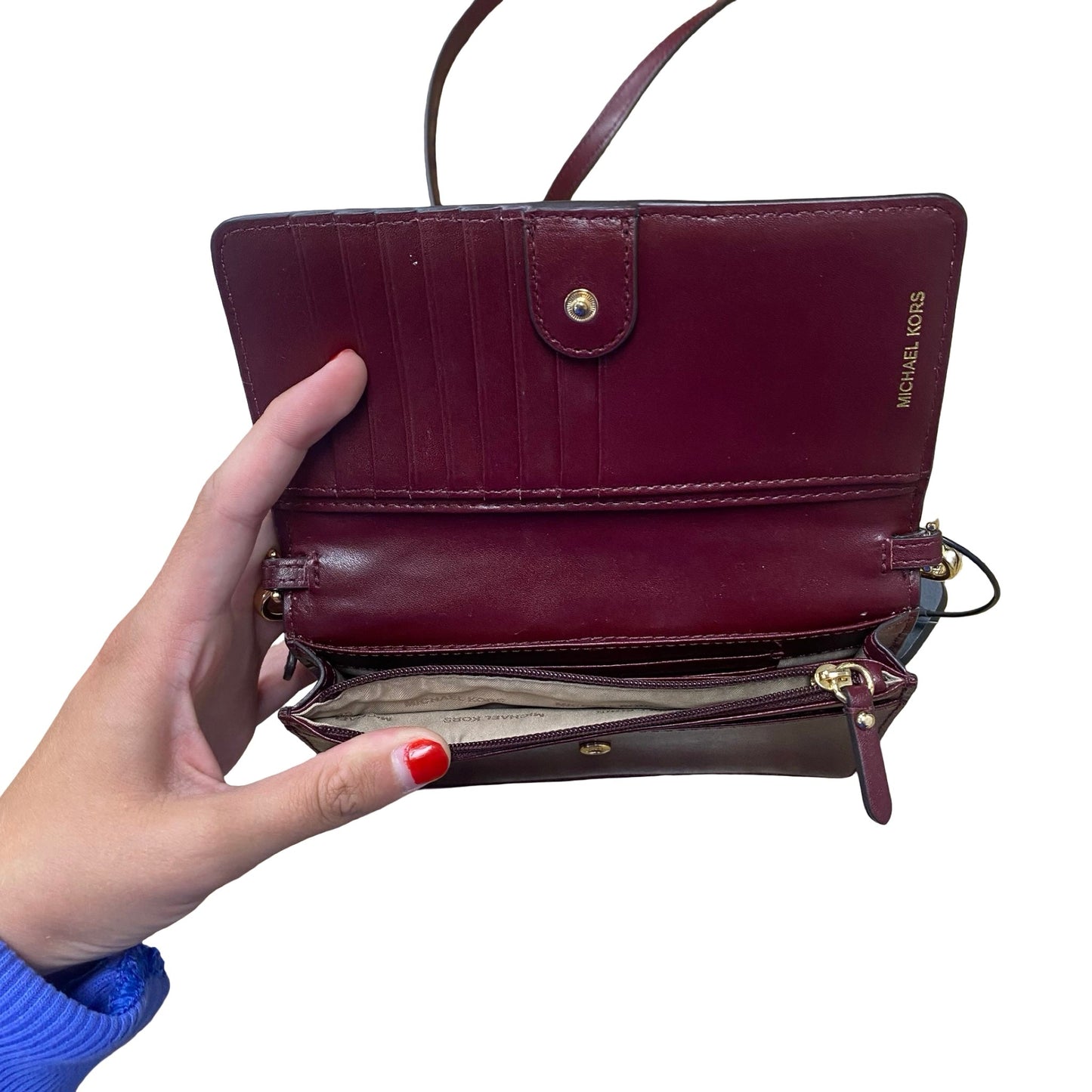 Handbag Designer By Michael Kors In Maroon, Size:Small