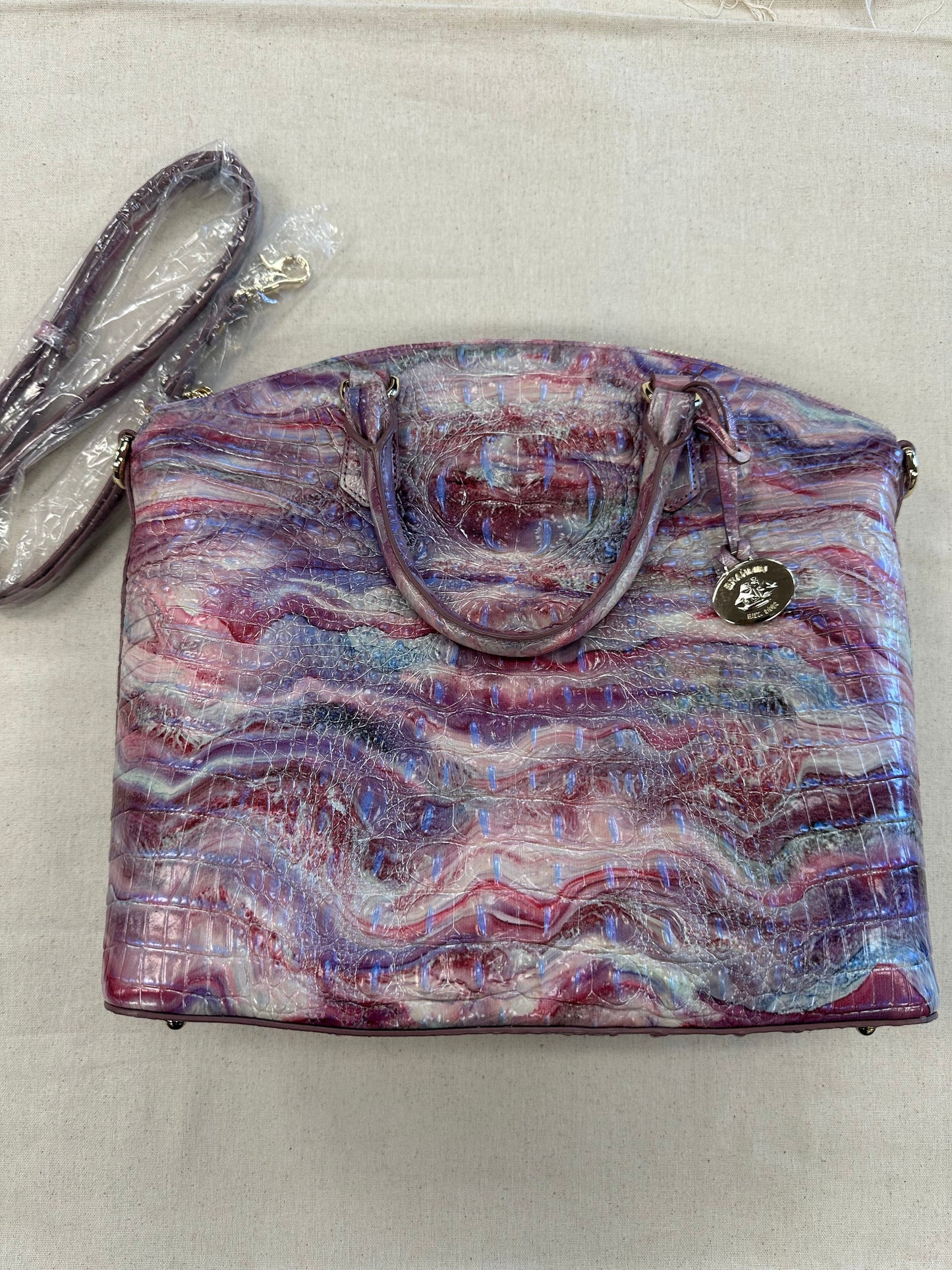 Handbag Designer By Brahmin In Pink & Purple, Size:Large
