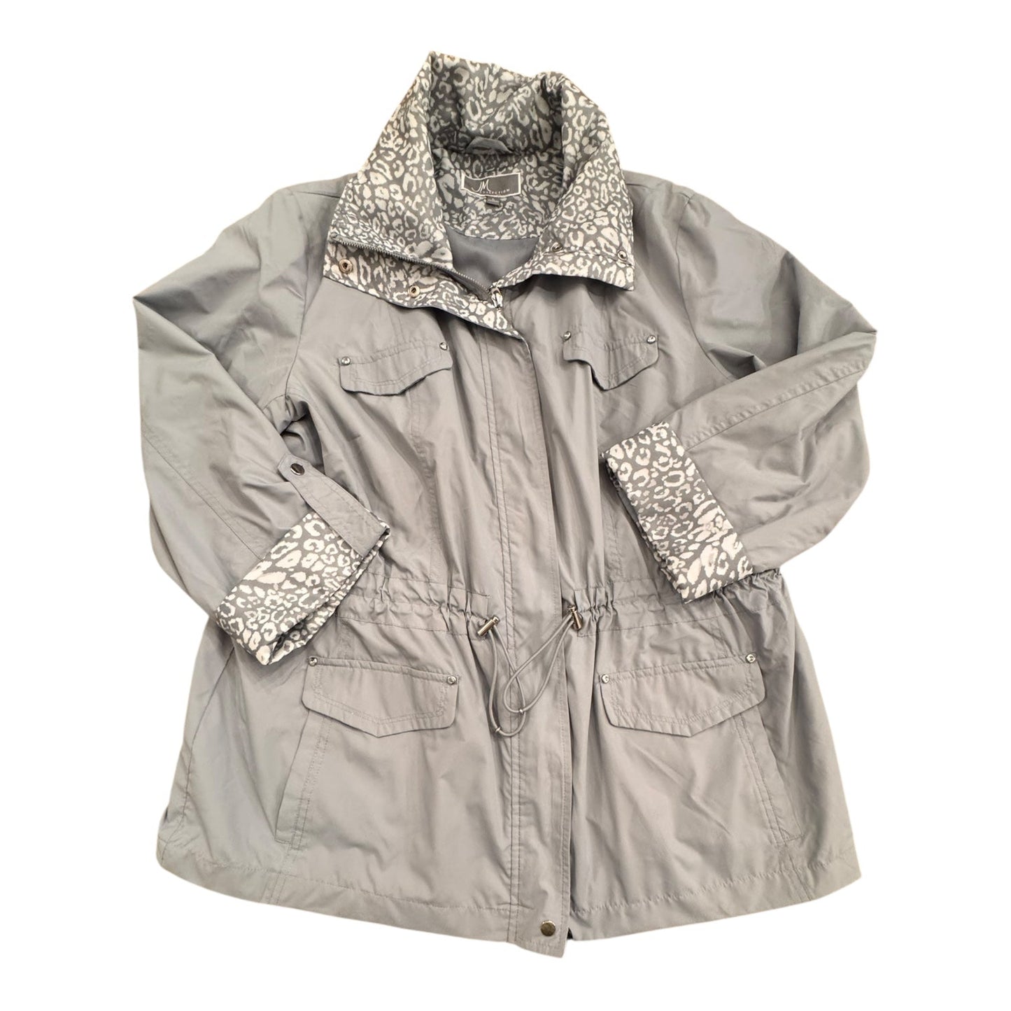 Jacket Windbreaker By Jm Collections In Grey, Size:L