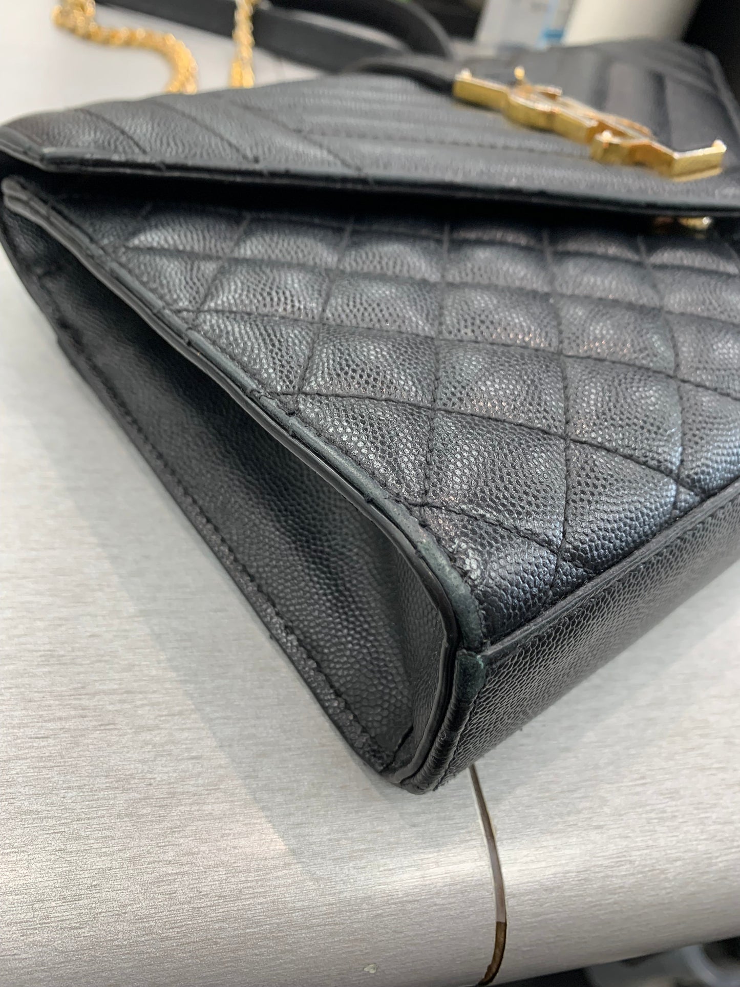 Crossbody Luxury Designer By Yves Saint Laurent In Black, Size:Medium