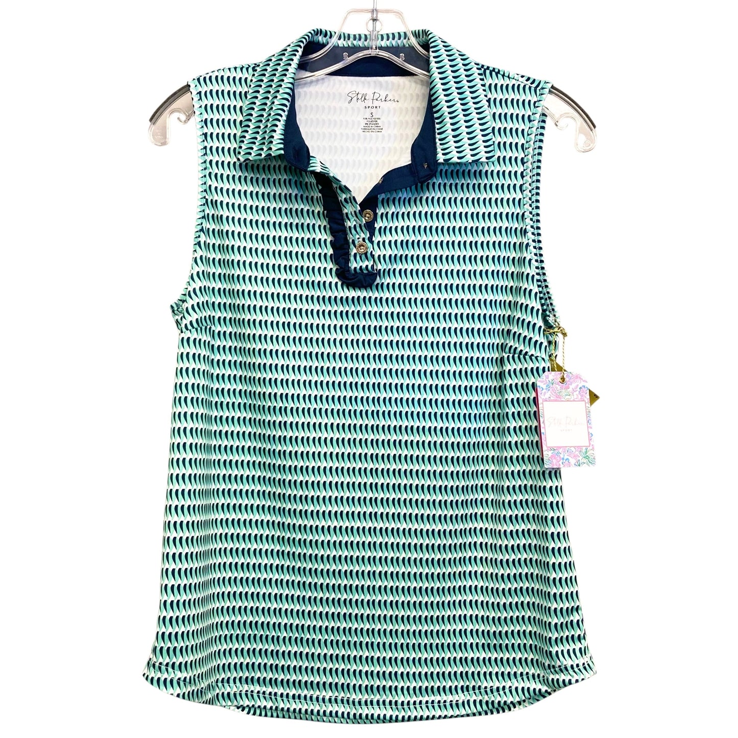 Athletic Top Sleeveless By Stella Parker In Blue & White, Size:S