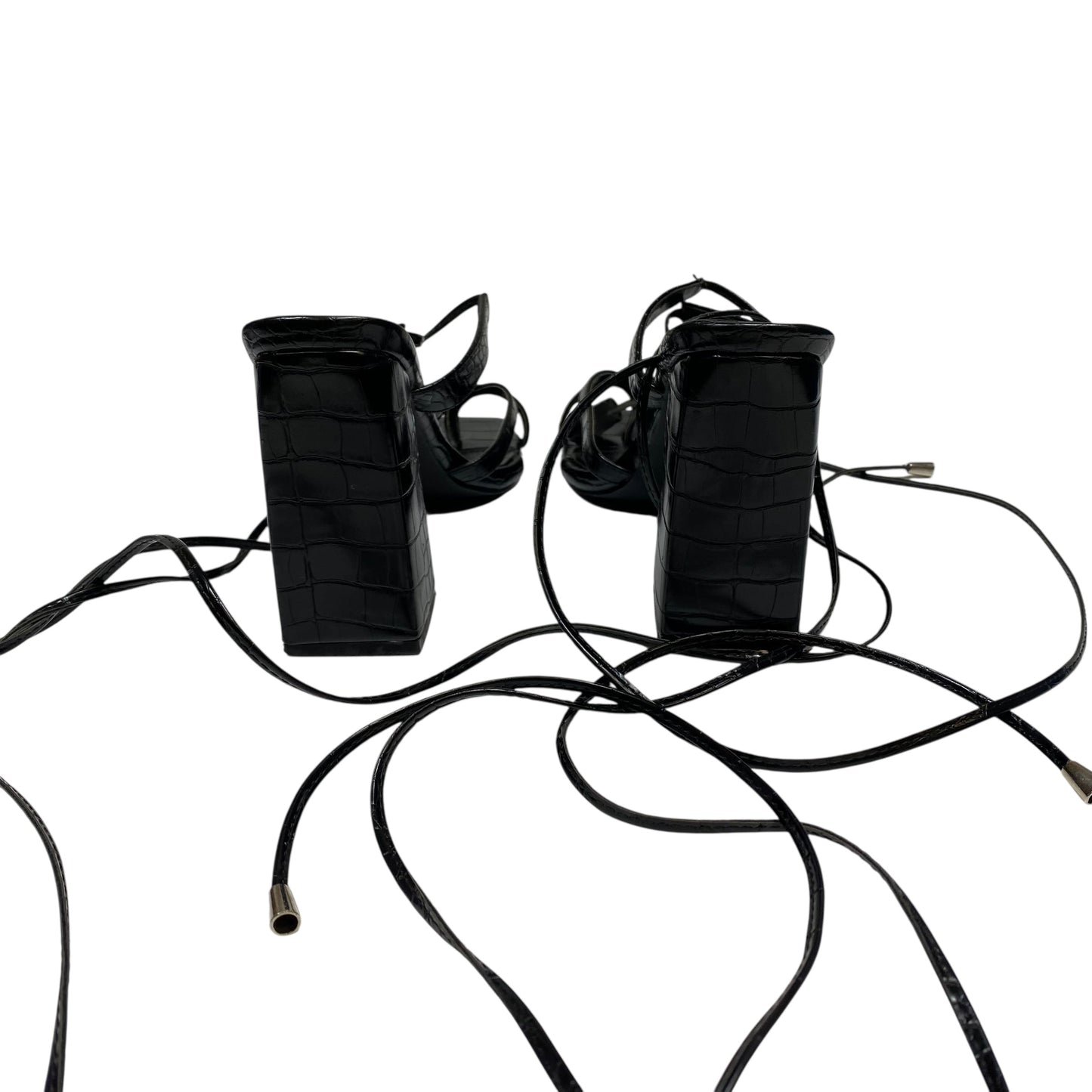 Sandals Heels Block By Boohoo Boutique In Black, Size:7