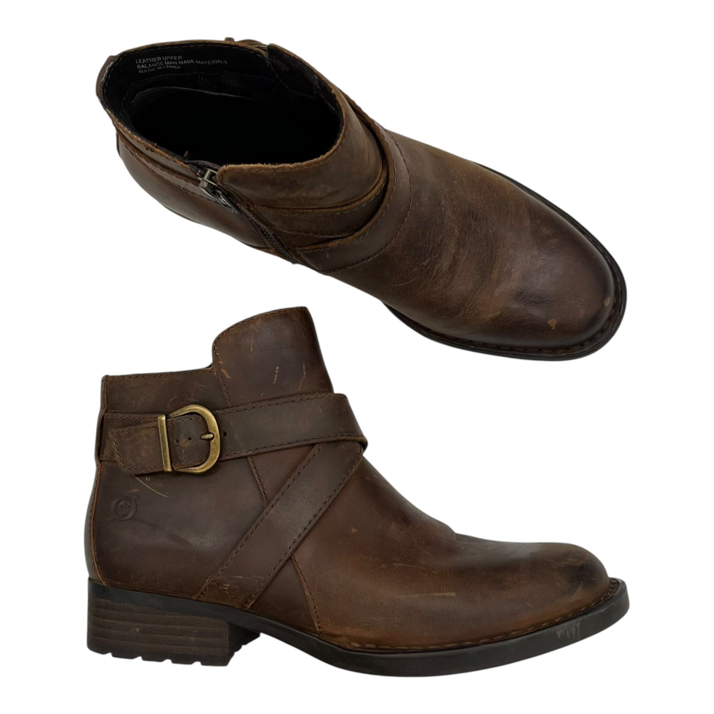 Boots Ankle Flats By Born In Brown, Size:7