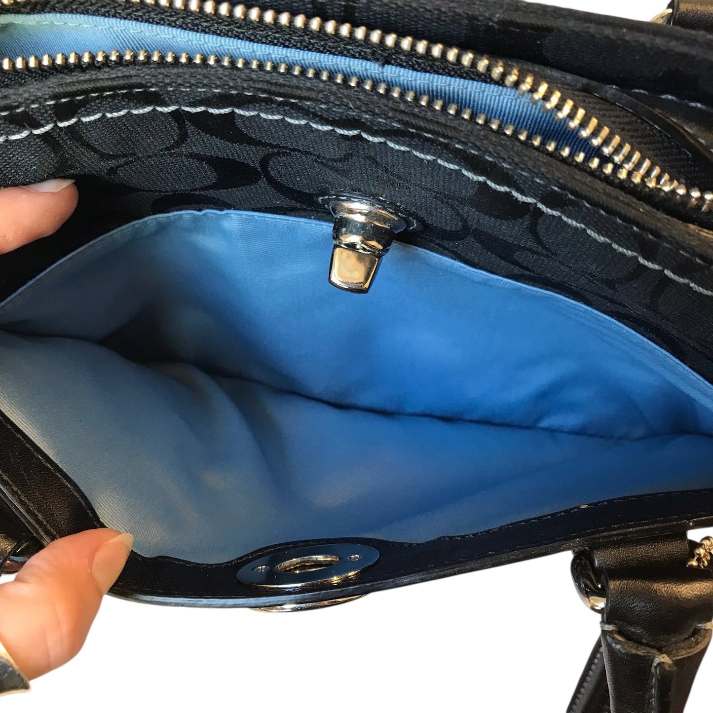 Handbag Designer By Coach In Black, Size:Small