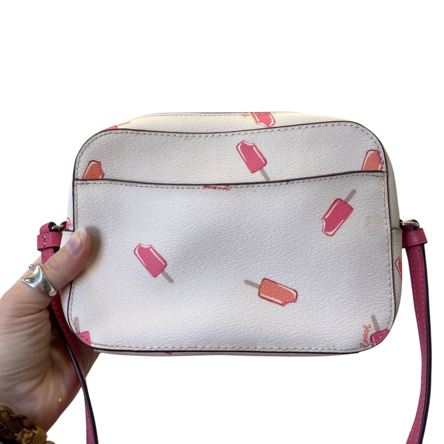 Crossbody Designer By Coach In Cream, Size:Small