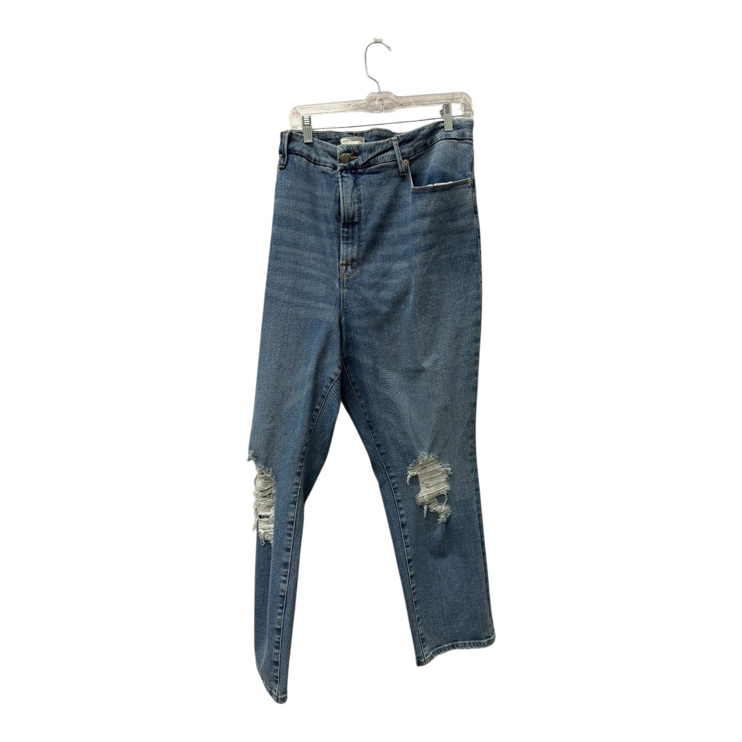 Jeans Straight By Good American In Blue Denim, Size:22