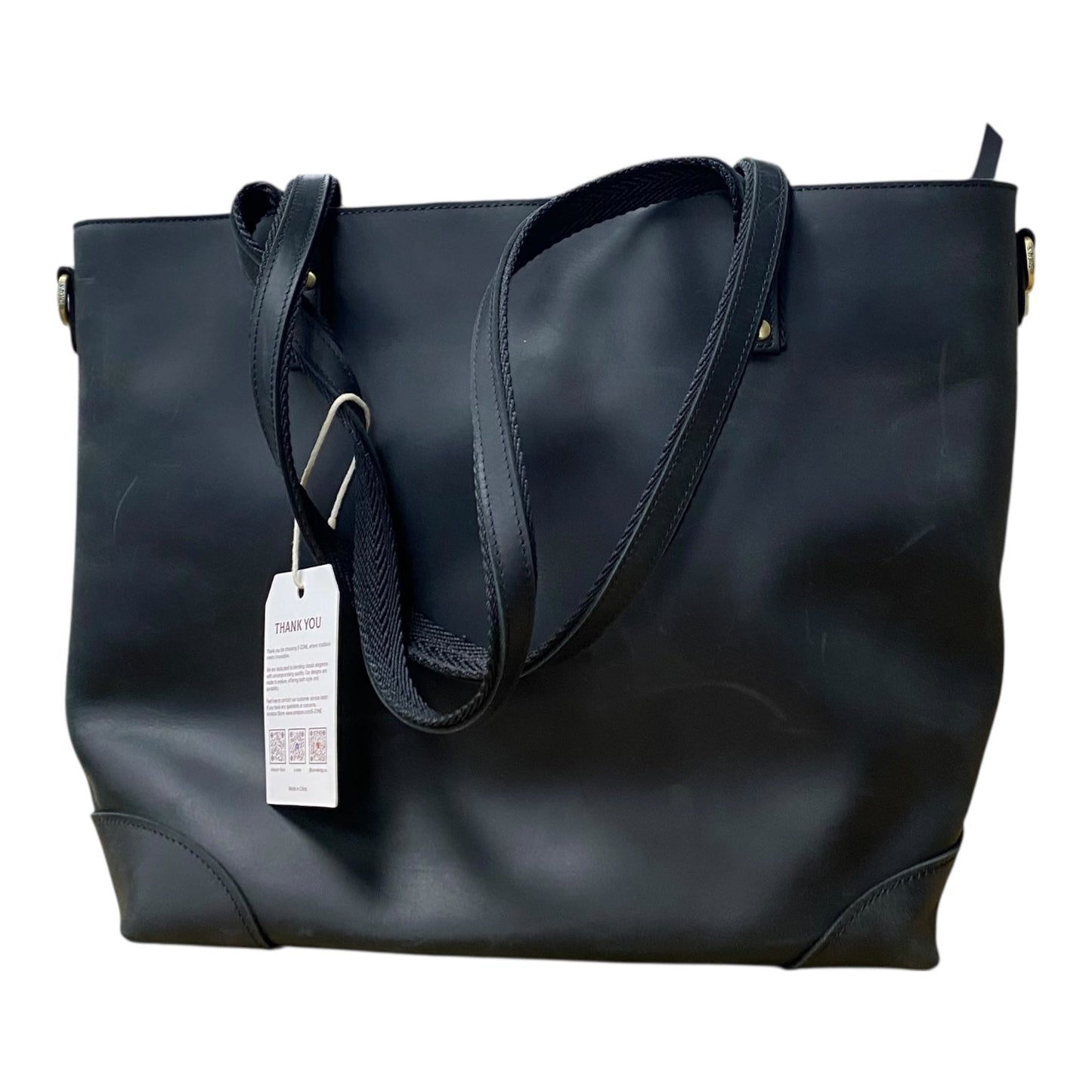 Tote Leather By s-zone In Black, Size:Large
