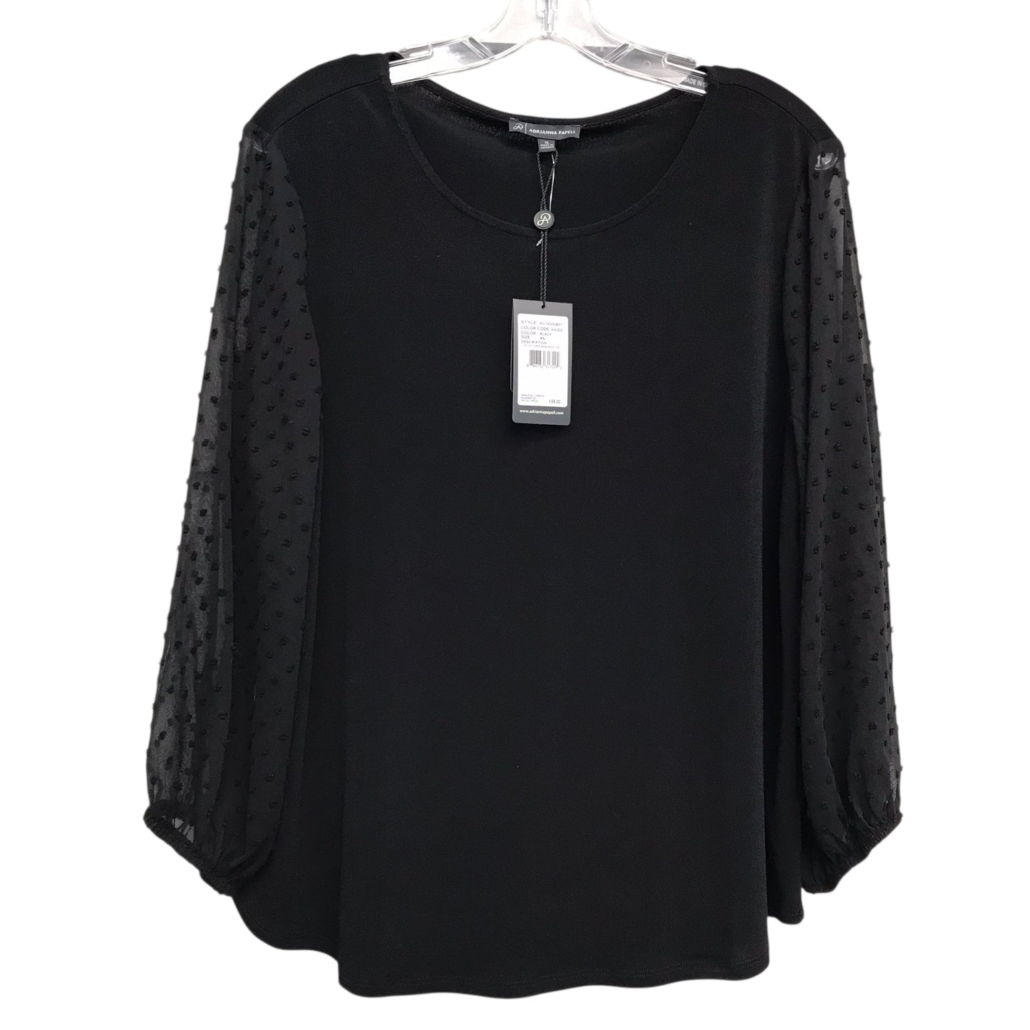 Top Ls By Adrianna Papell In Black, Size:Xl