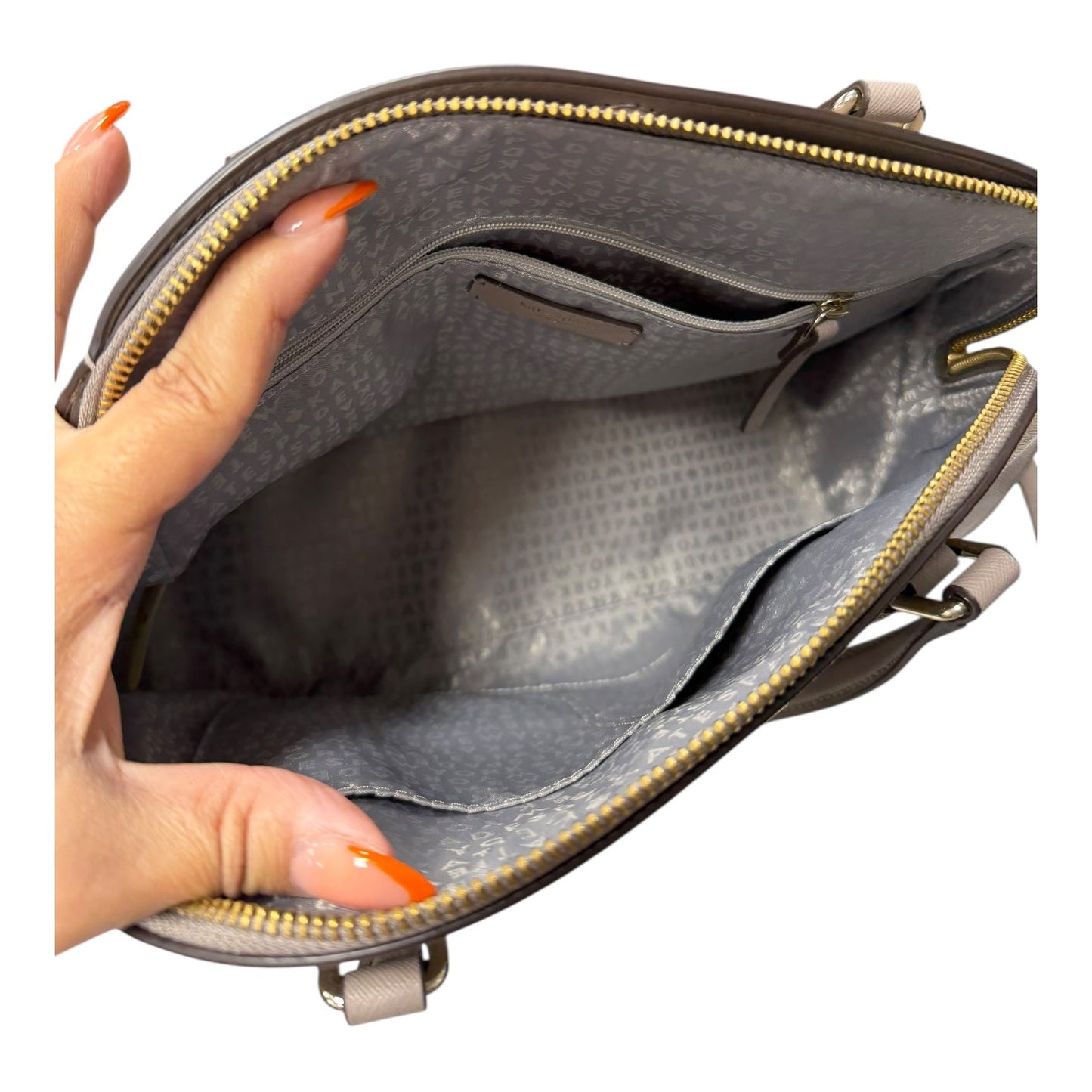 Handbag Designer By Kate Spade In Taupe, Size:Medium