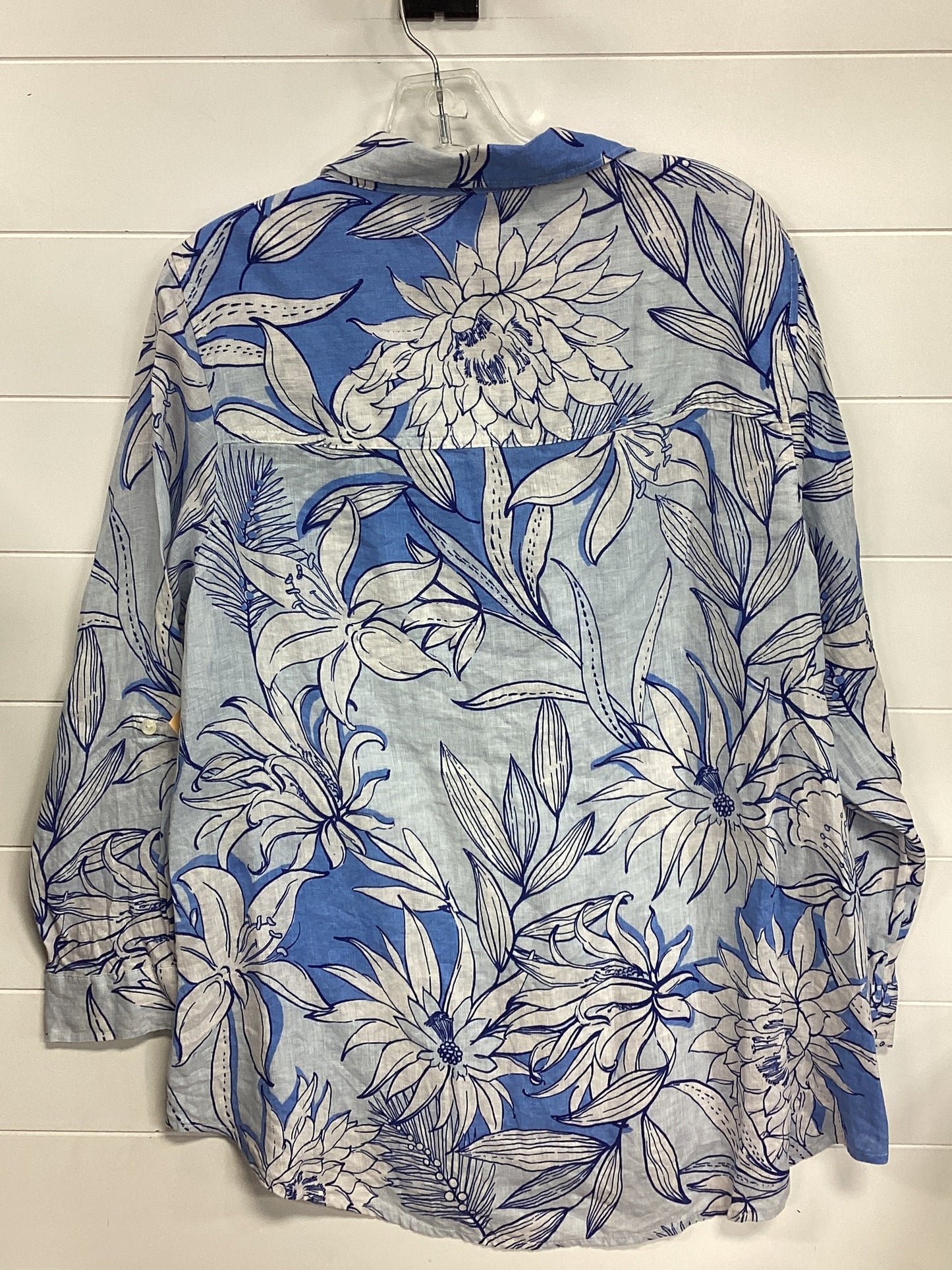 Top Ls Designer By Halston In Blue & White, Size:1X