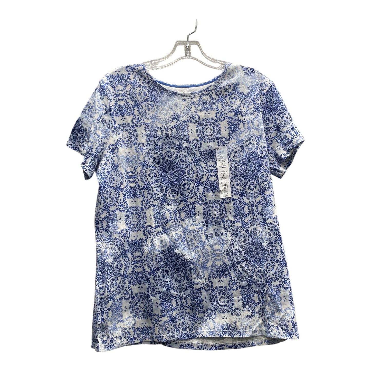 Top Ss Basic By Croft And Barrow In Blue & White, Size:L