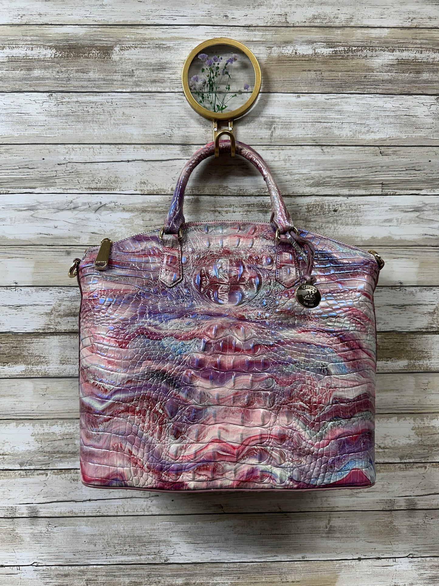 Handbag Designer By Brahmin In Pink & Purple, Size:Large