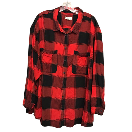 Top Ls By Ava & Viv In Plaid Pattern, Size:3X