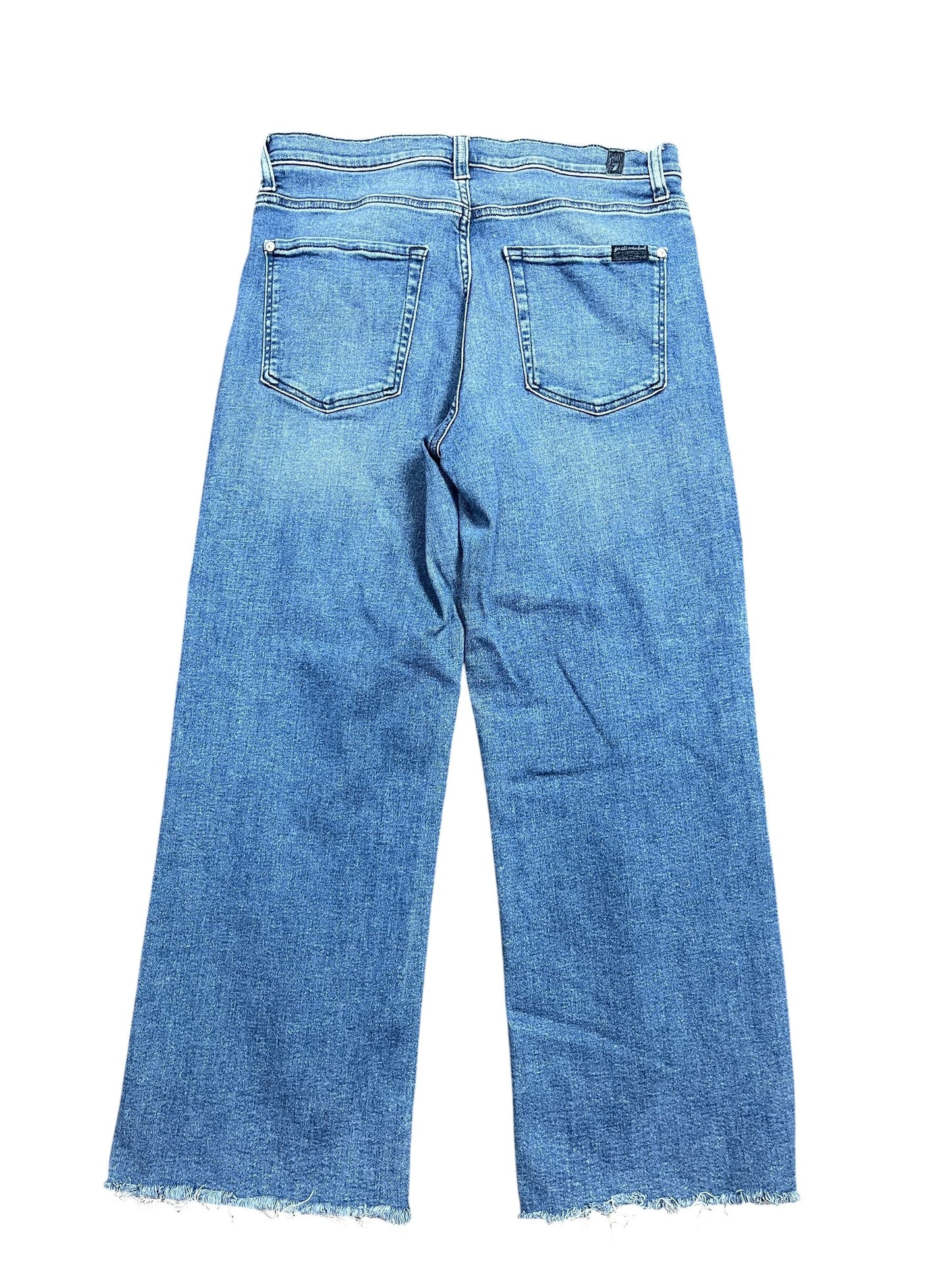 Jeans Cropped By 7 For All Mankind In Blue Denim, Size:12