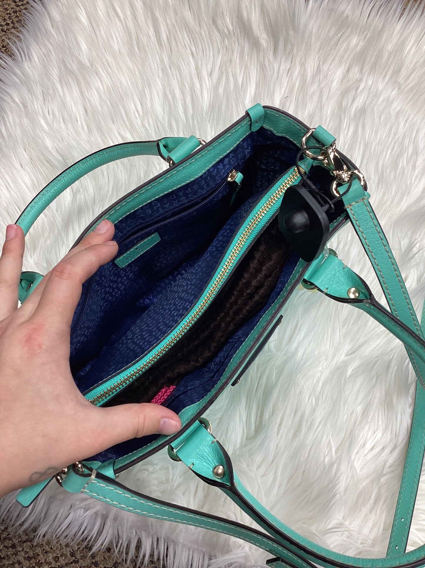 Handbag Designer By Kate Spade In Teal, Size:Medium