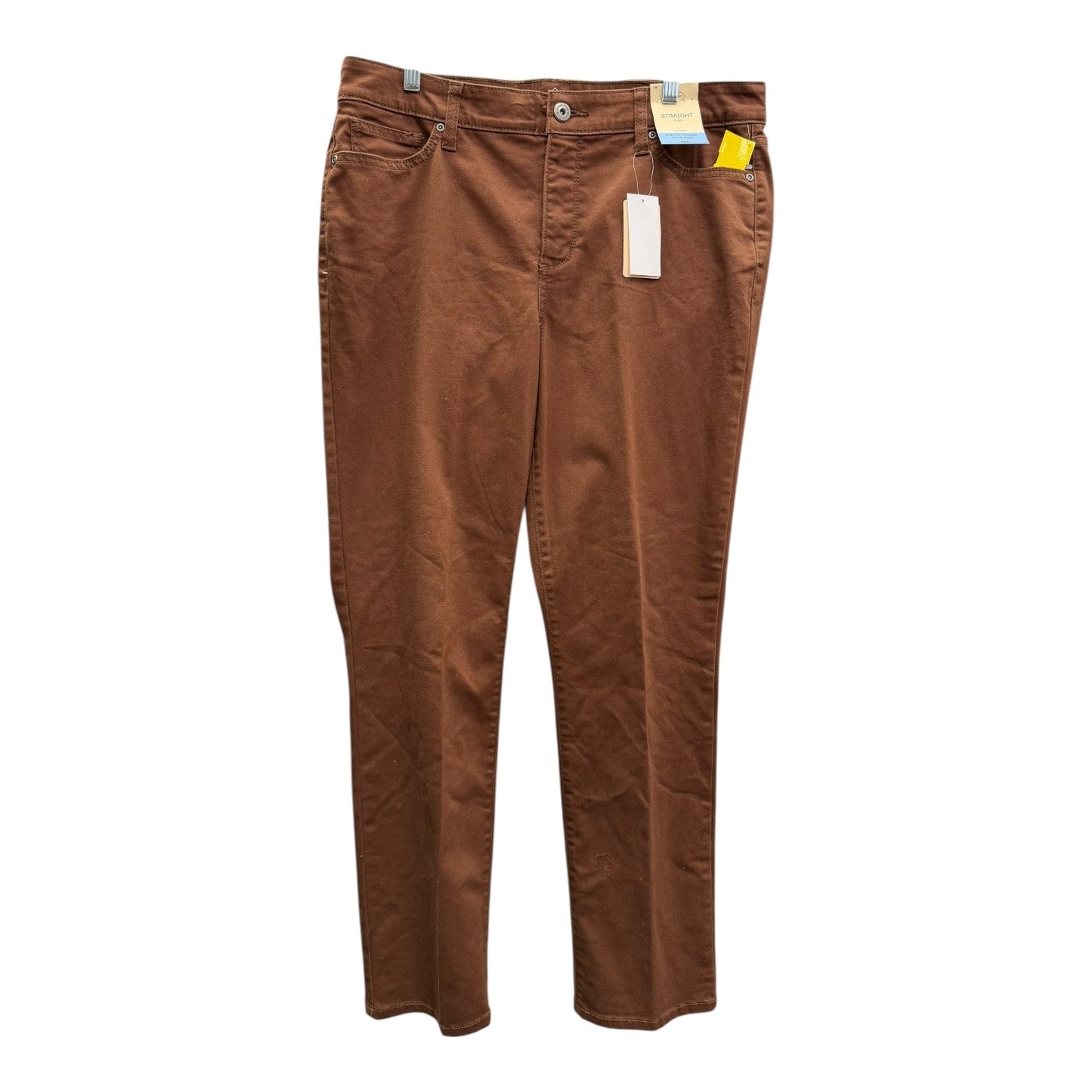 Jeans Straight By St Johns Bay In Brown, Size:14