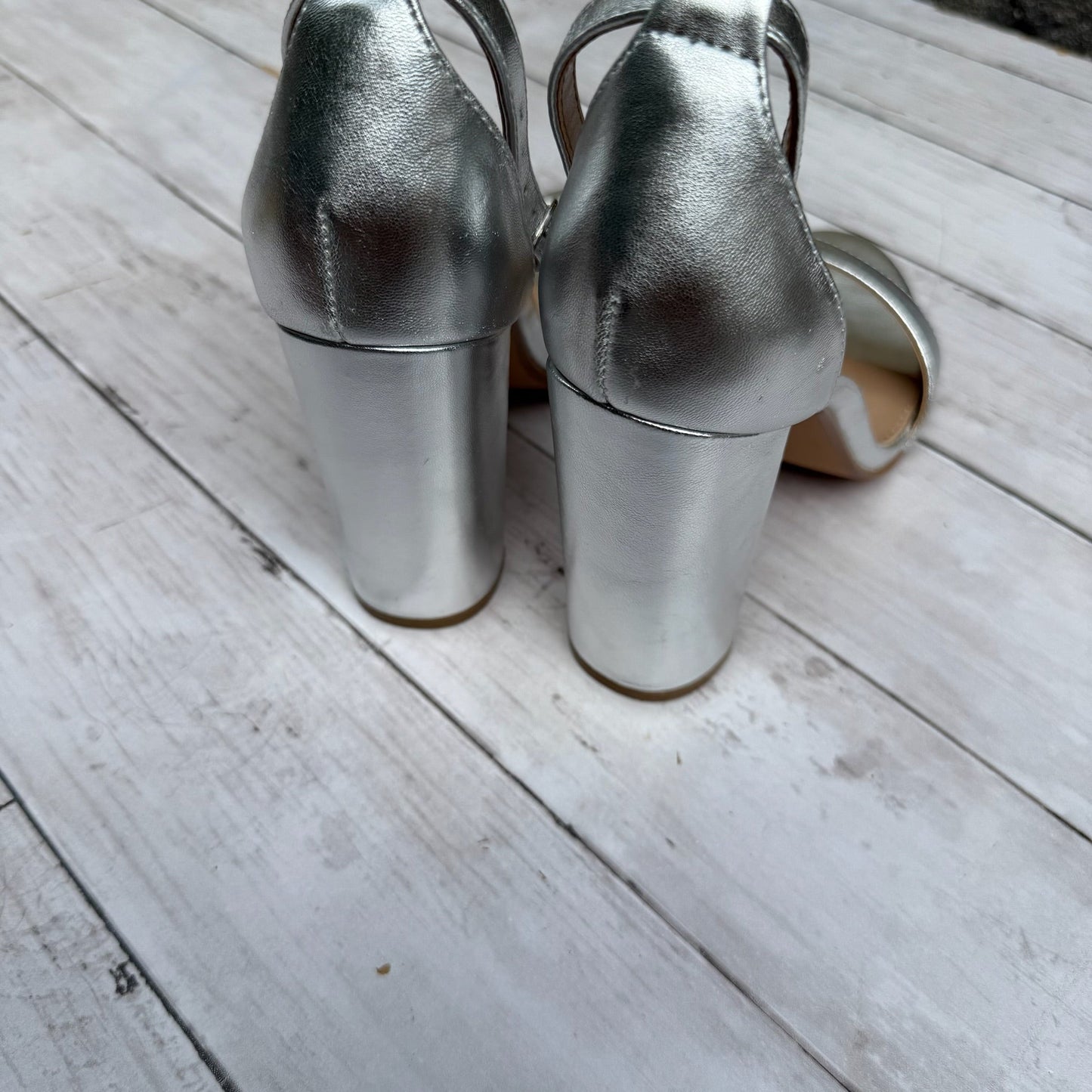 Shoes Heels Block By Steve Madden In Silver, Size: 8.5